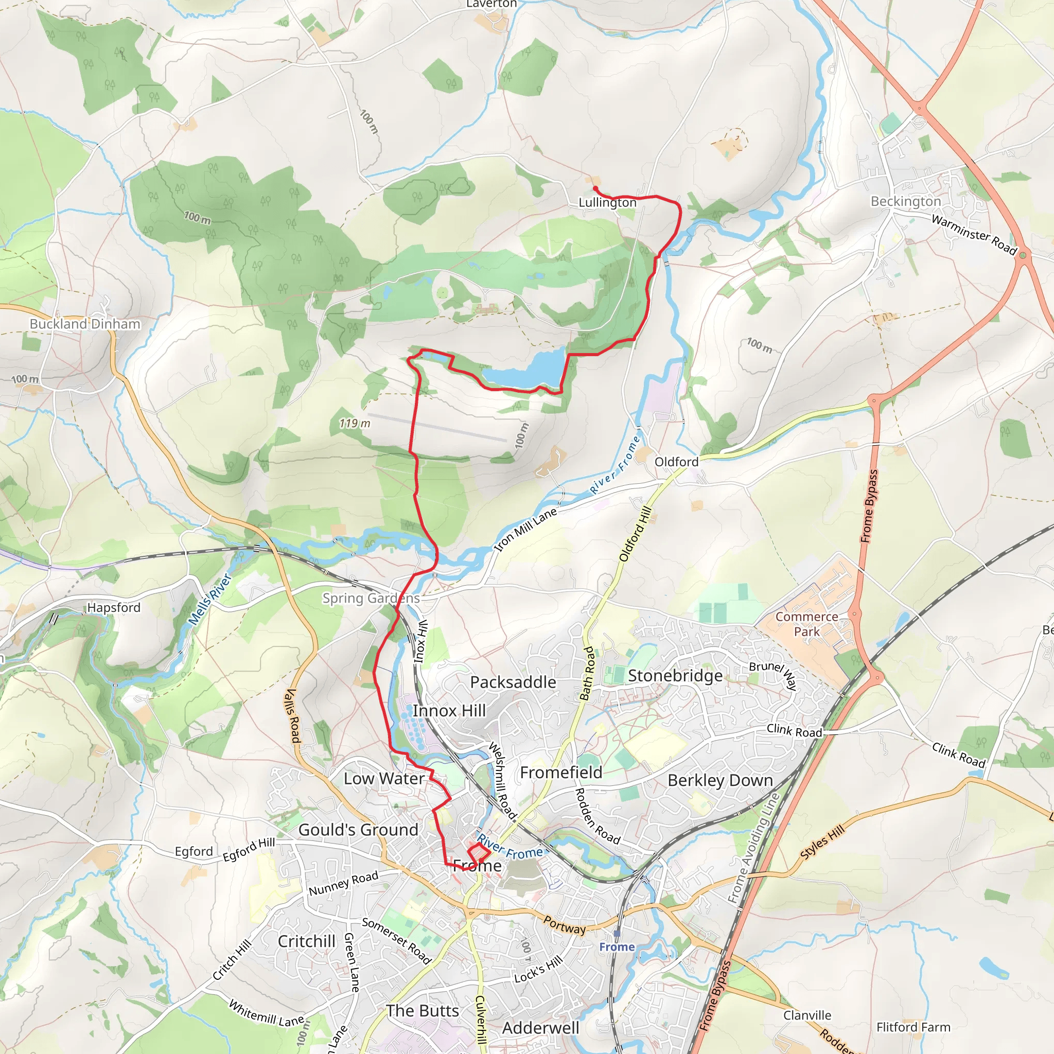 Lullington to Frome Walk mobile static map