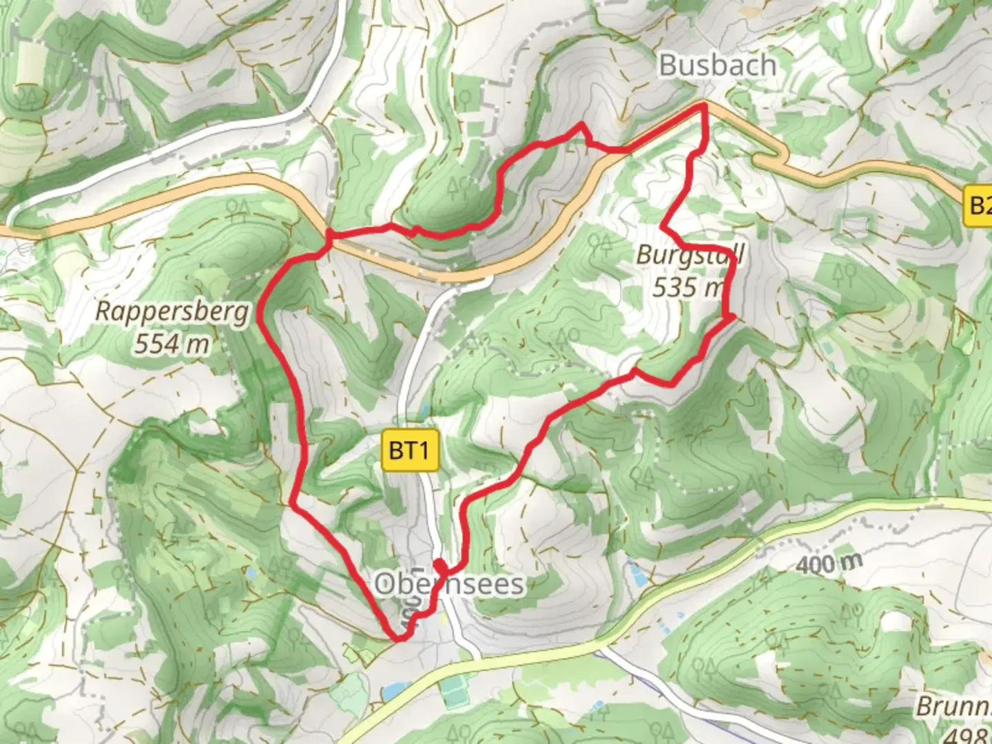 An image depicting the trail Obernsee Rundwanderweg and Oberailsfeld Hollfeld and its surrounding area.