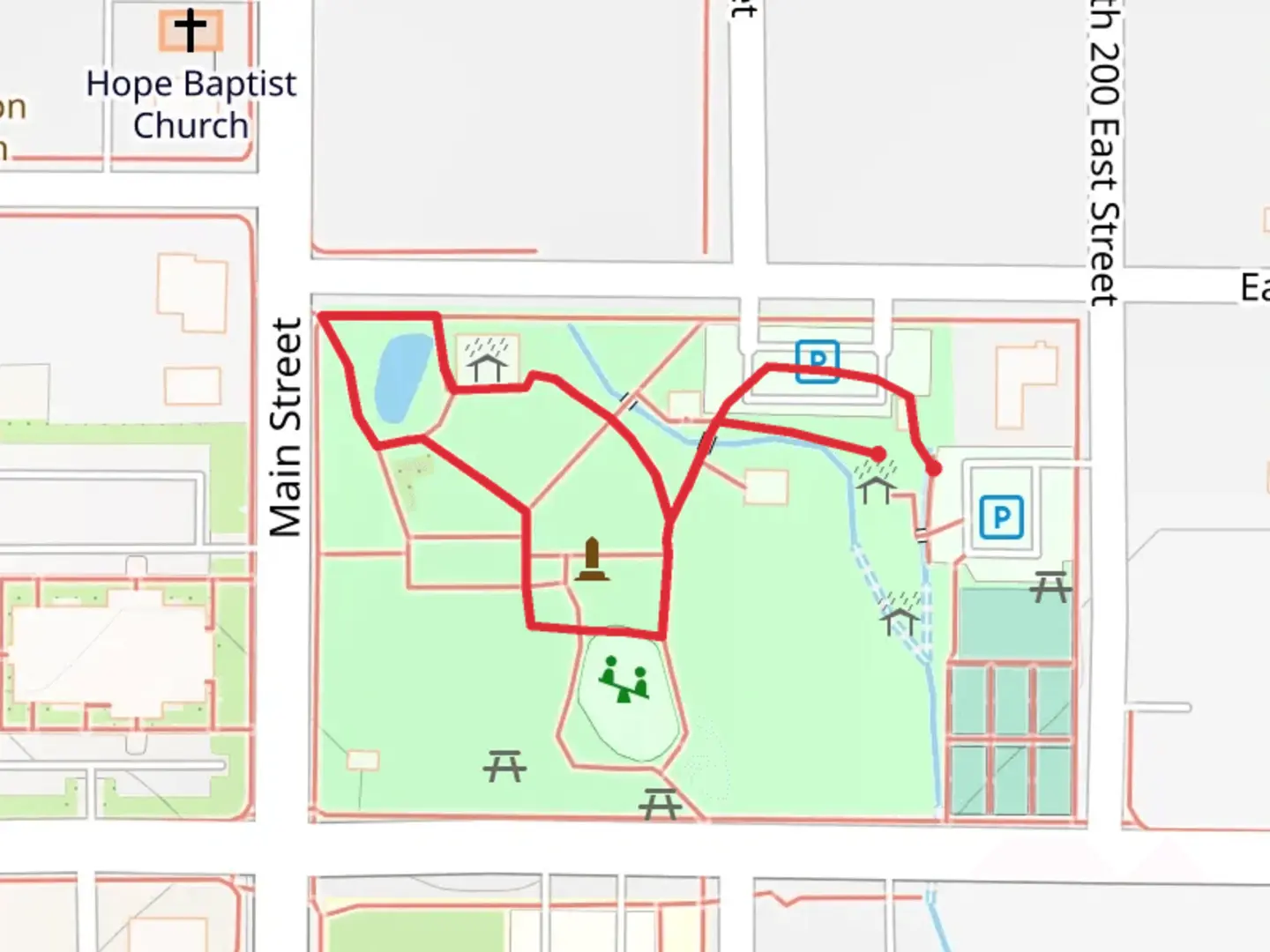 An image depicting the trail Memorial Park Loop and its surrounding area.