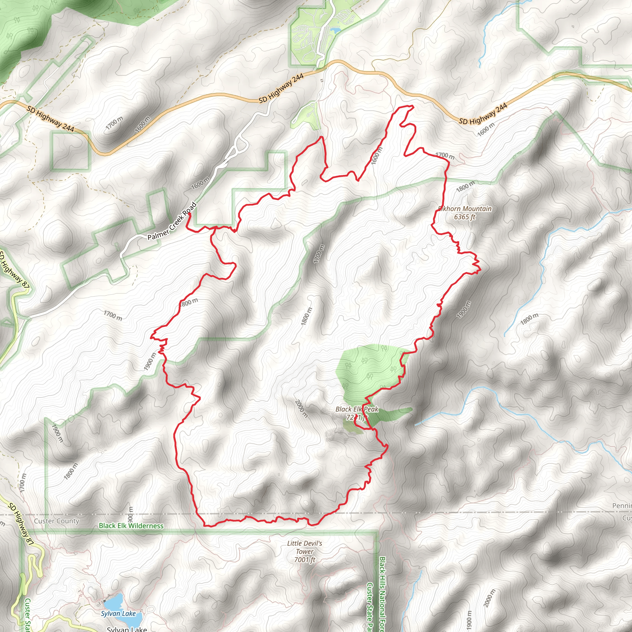 Black Elk Peak and Elkhorn Mountain Loop mobile static map