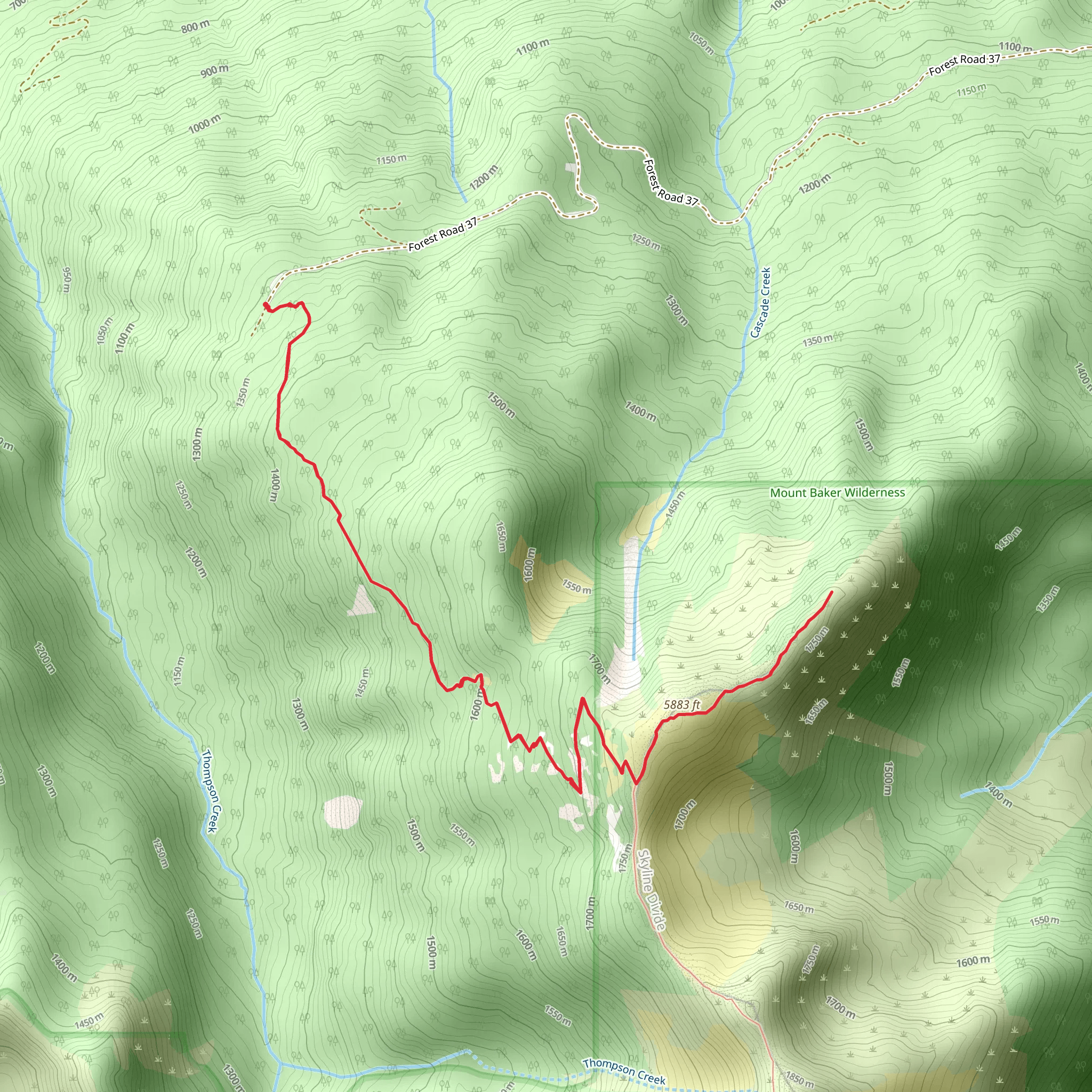 Ranger Camp Trail via Skyline Divide Trail mobile static map