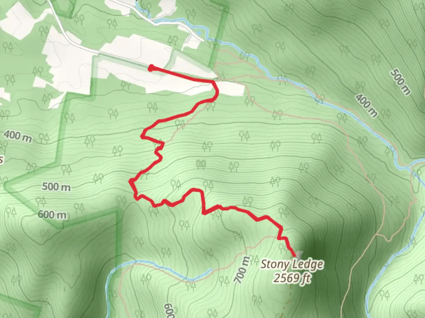 An image depicting the trail Stony Ledge Trail from Hopper Road and its surrounding area.
