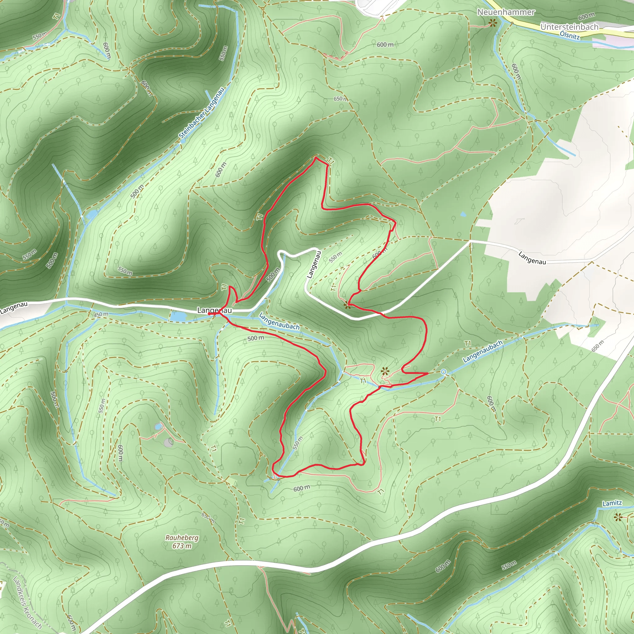 Langenau, Burgsteinblick and Kammleinsfelsen Loop mobile static map