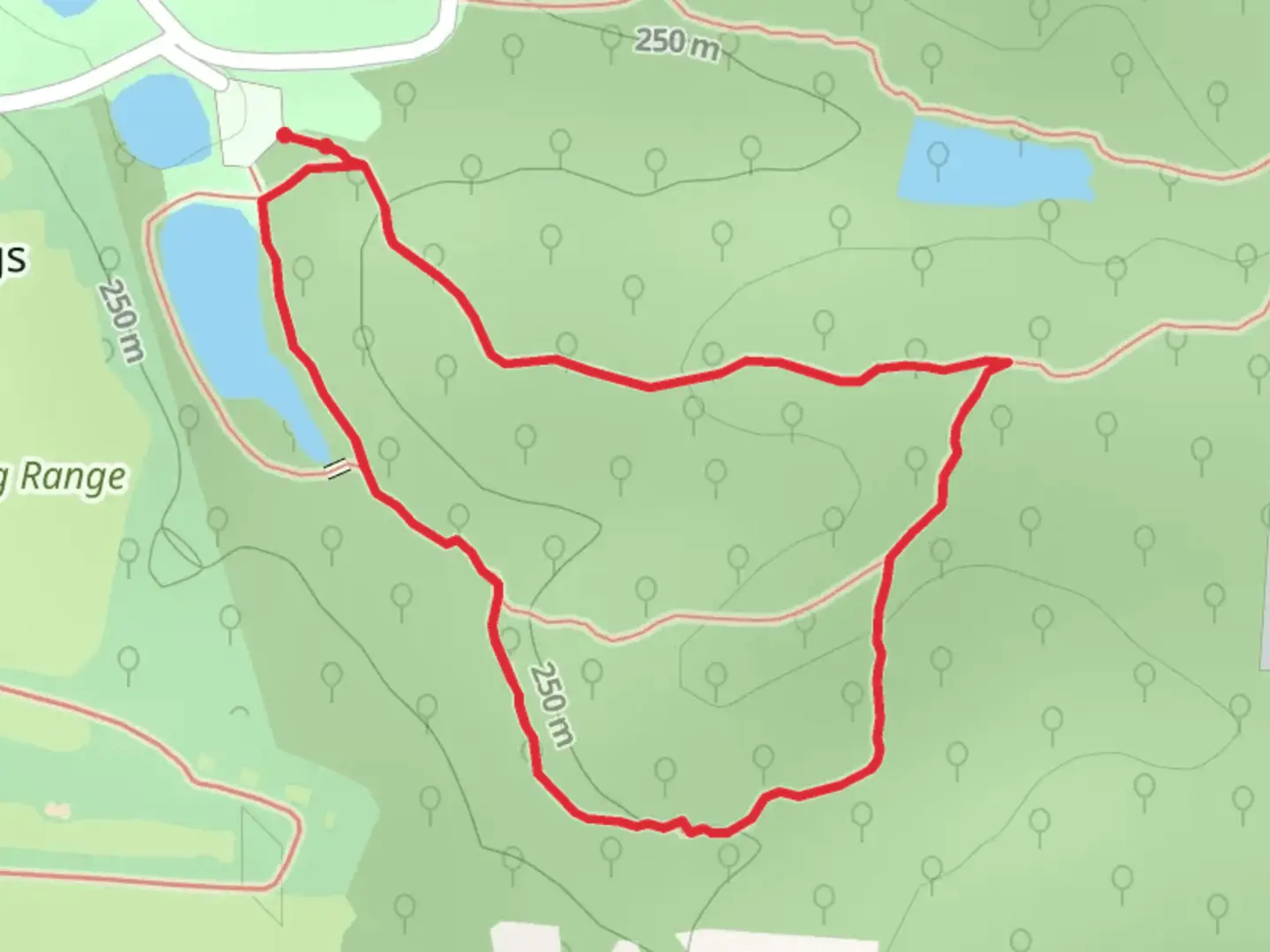 An image depicting the trail Pertle Springs Loop and its surrounding area.
