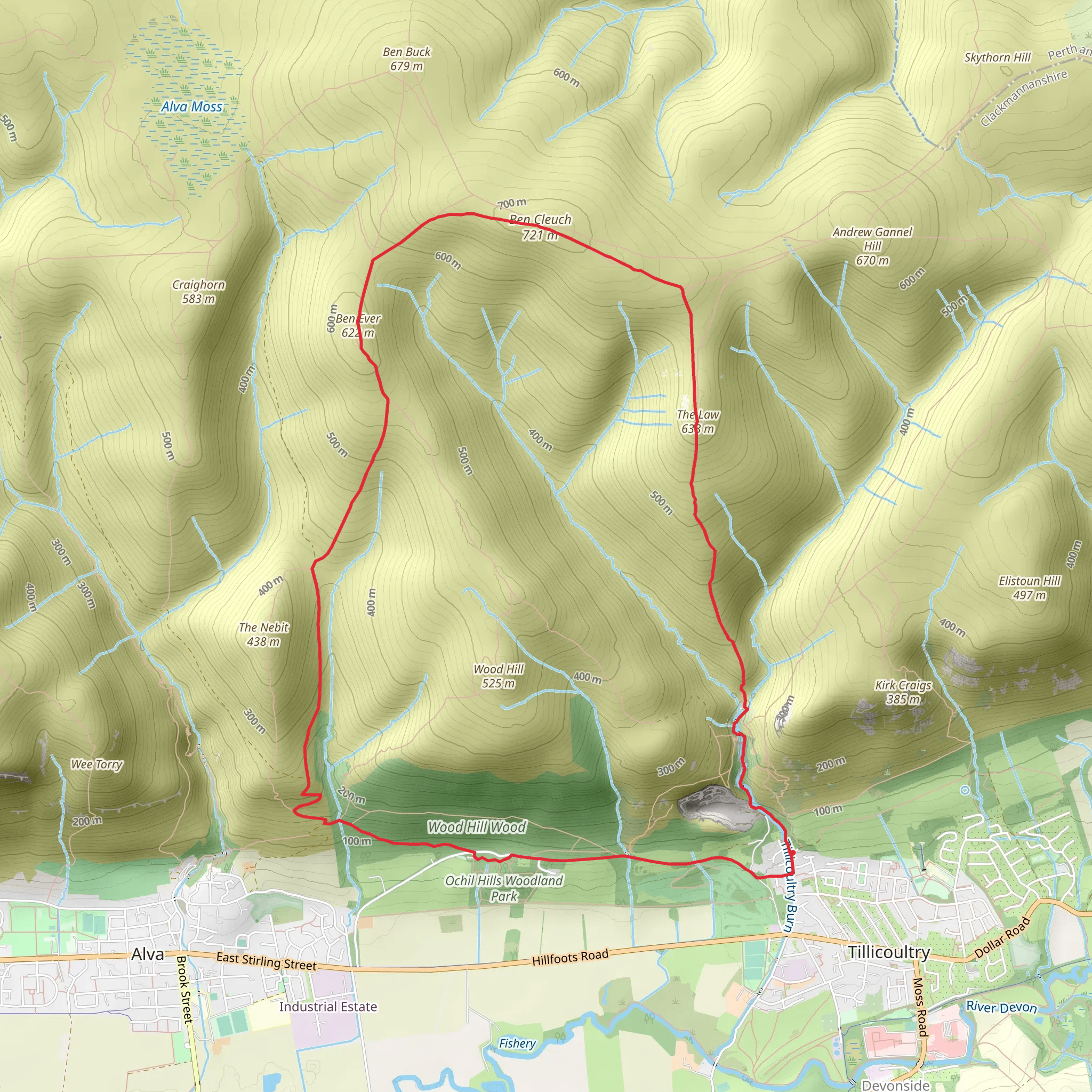 Ben Cleuch from Tillicoultry mobile static map