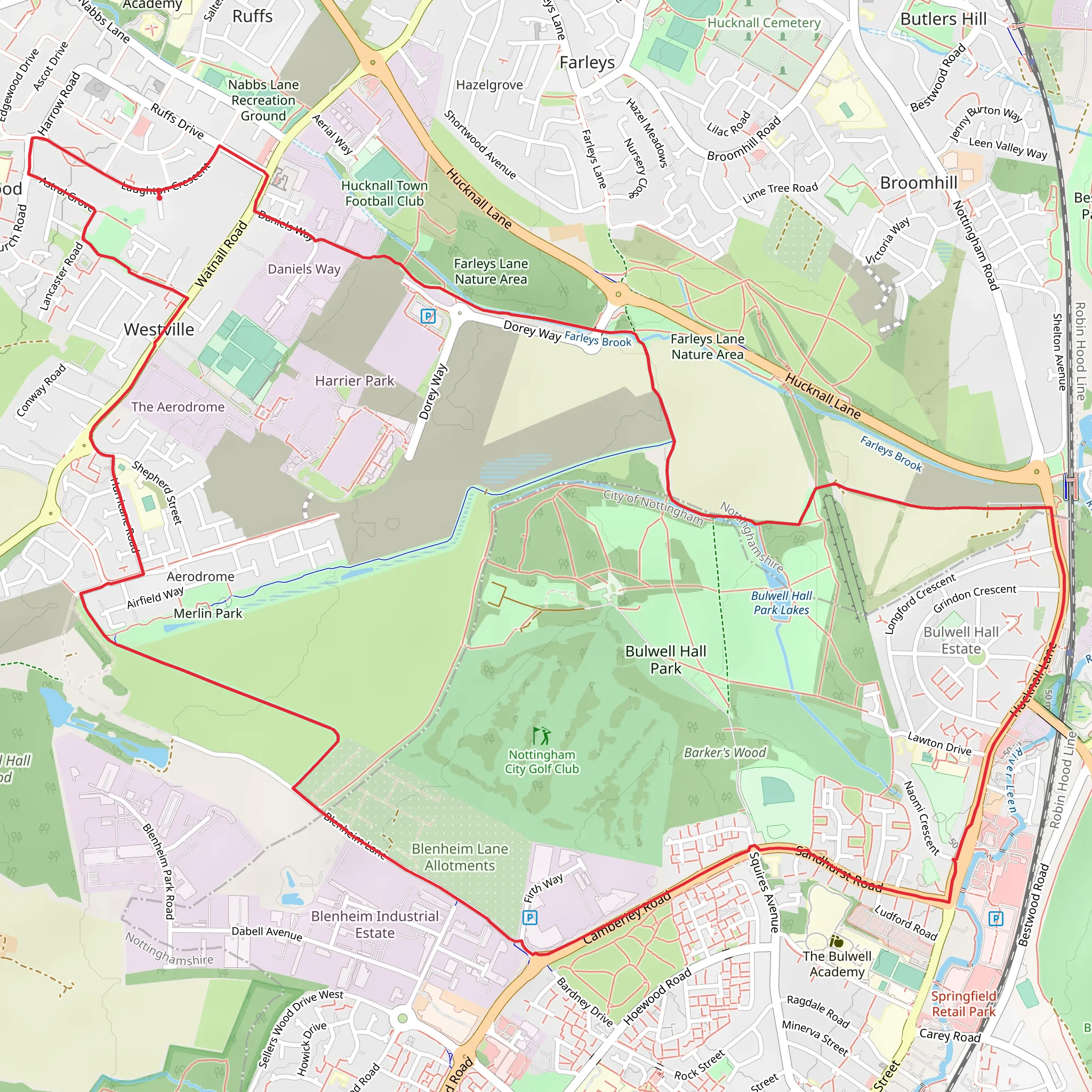 Hucknall and Bulwell Loop mobile static map