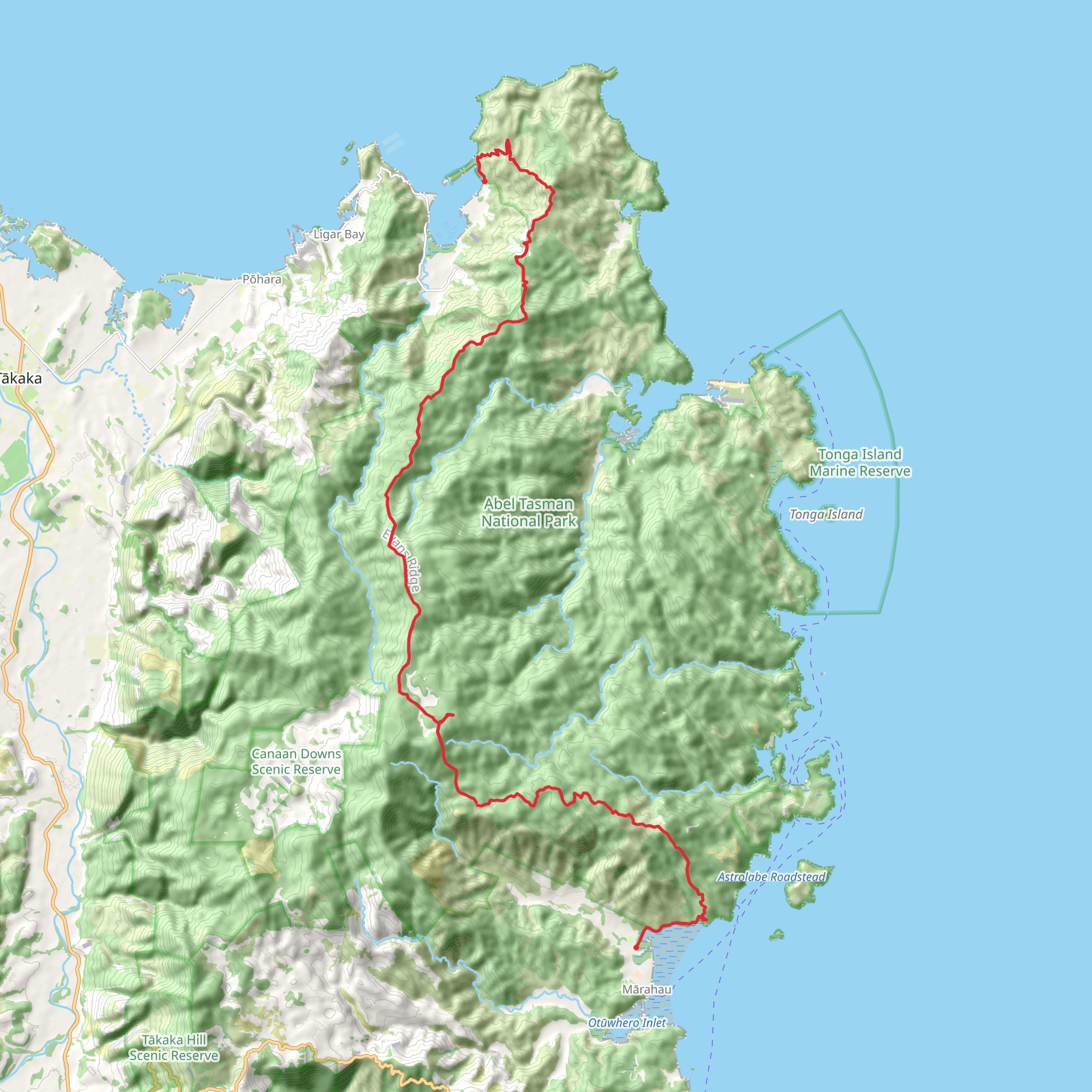 Abel Tasman Inland Track mobile static map