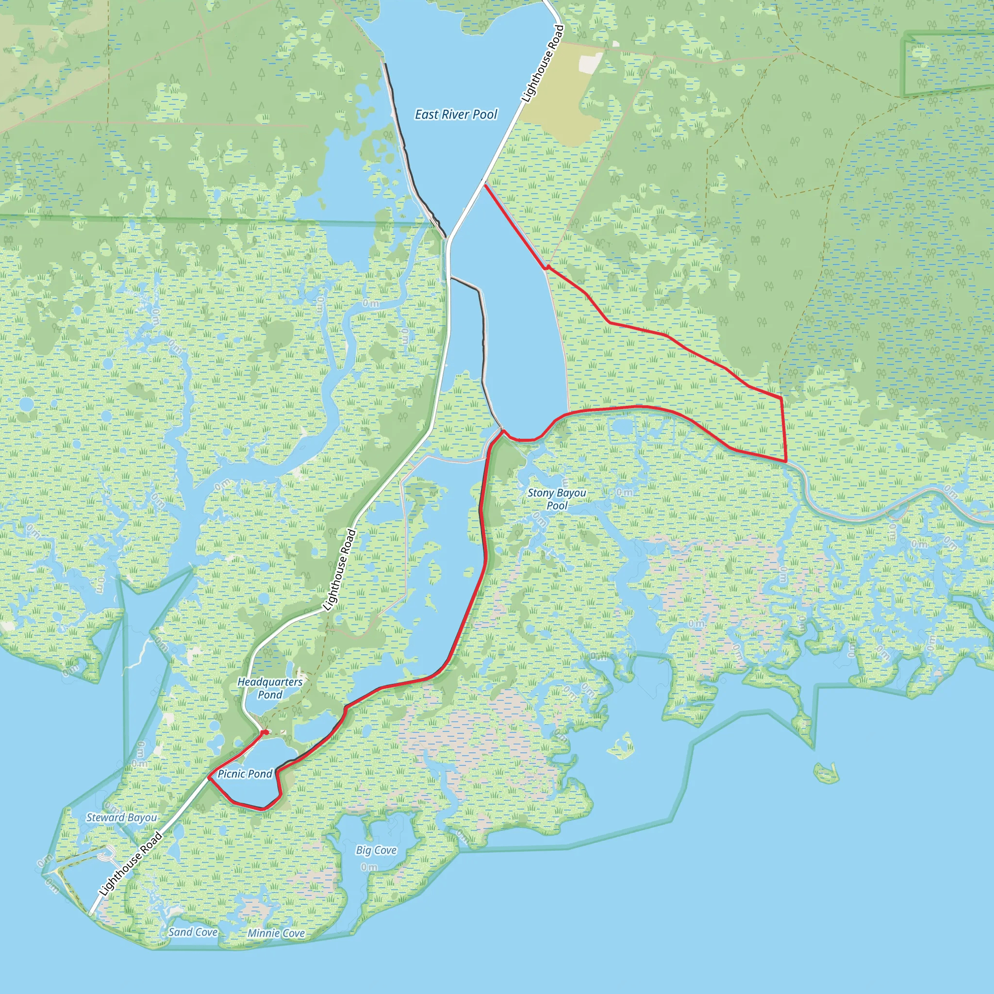 Mounds Pool and Stony Bayou Pool via Floroda Trail mobile static map