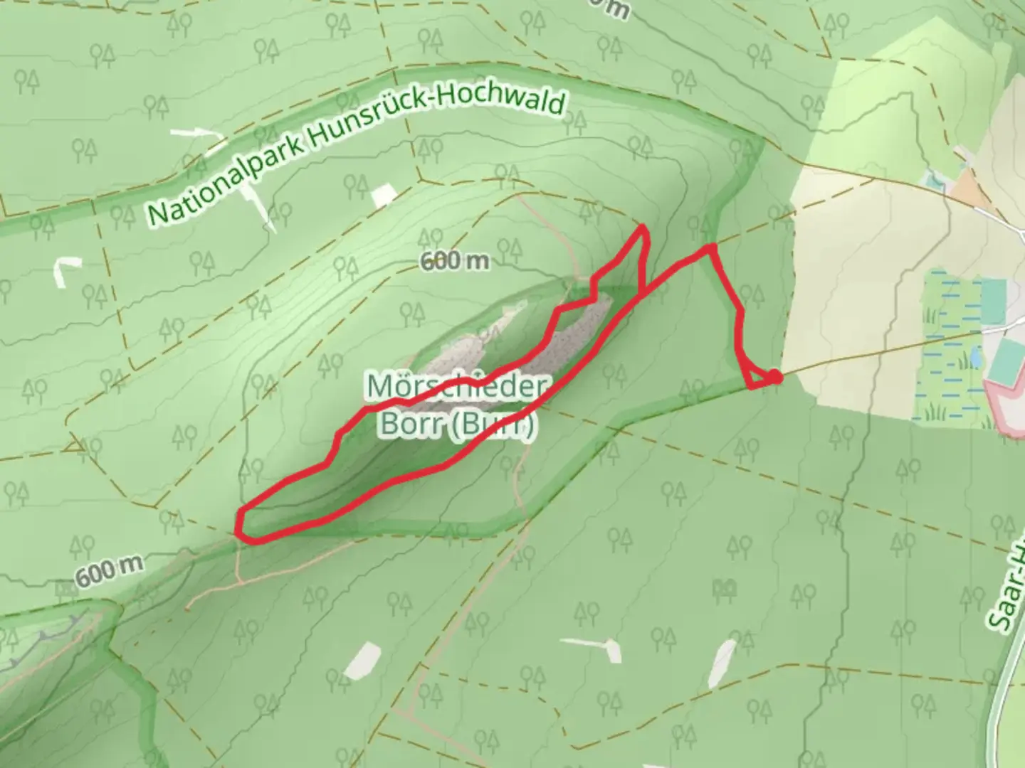 An image depicting the trail Sirona Weg and Hunsrueckhoehenweg Loop and its surrounding area.
