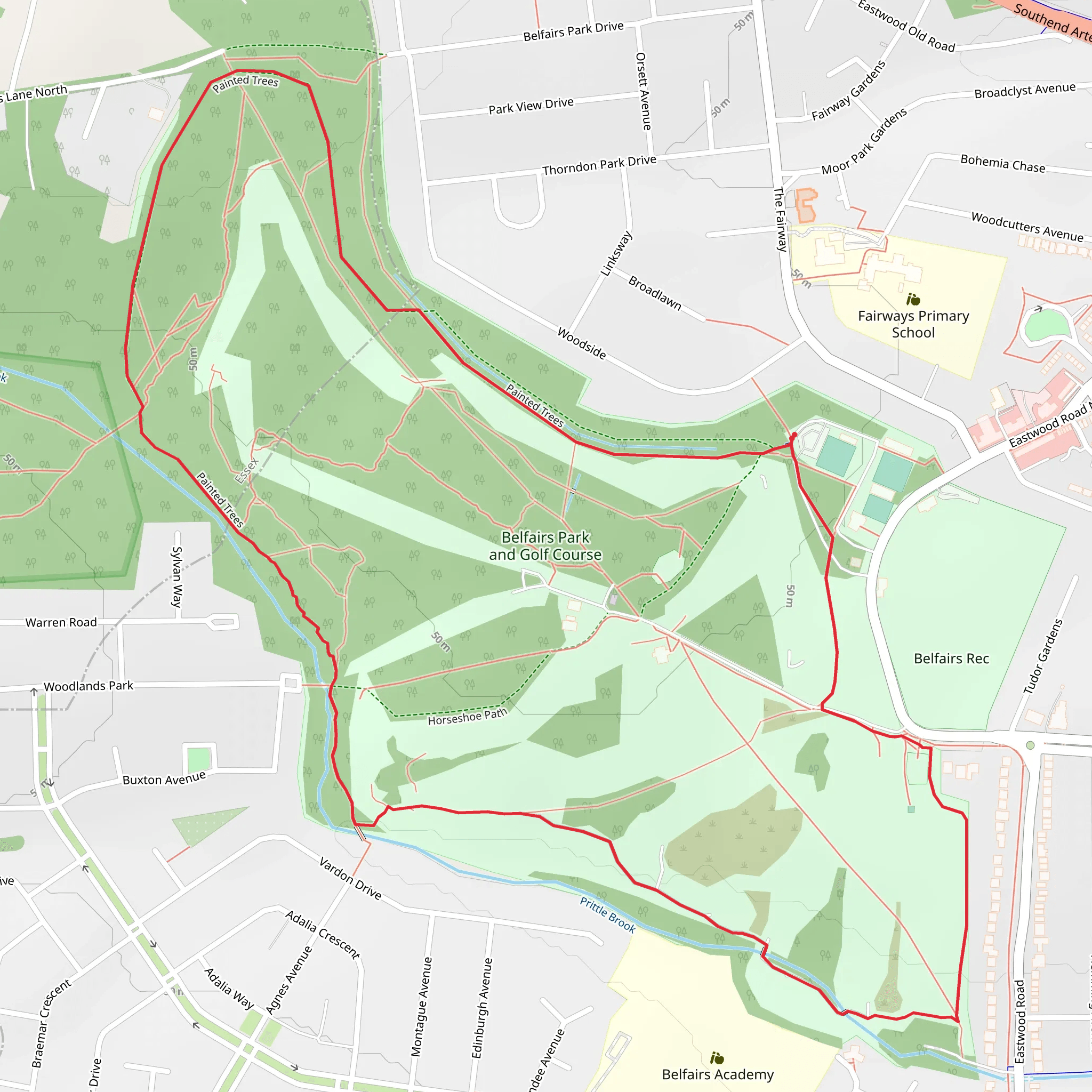 Belfairs Park Loop mobile static map