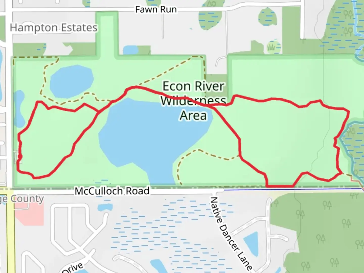 An image depicting the trail Econ River Wilderness Area Loop and its surrounding area.