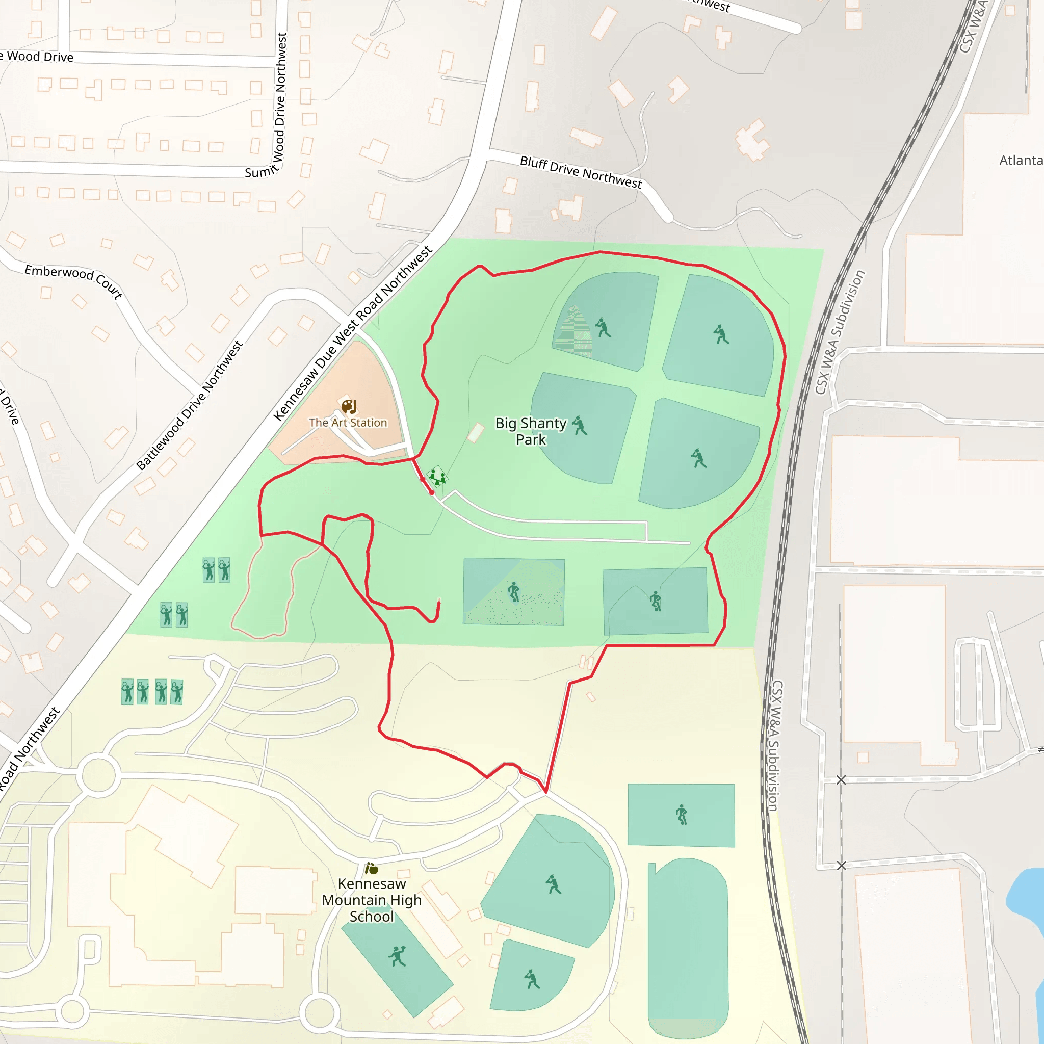 Big Shanty Park Loop mobile static map