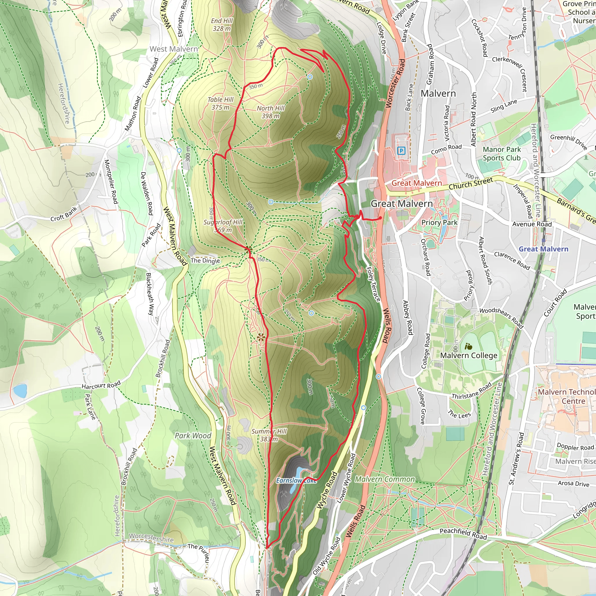 Worcestershire Beacon Loop mobile static map