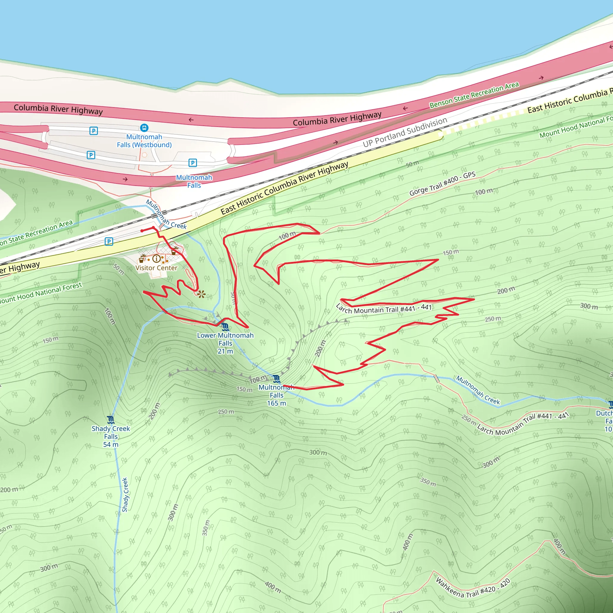 Multnomah Falls Trail mobile static map