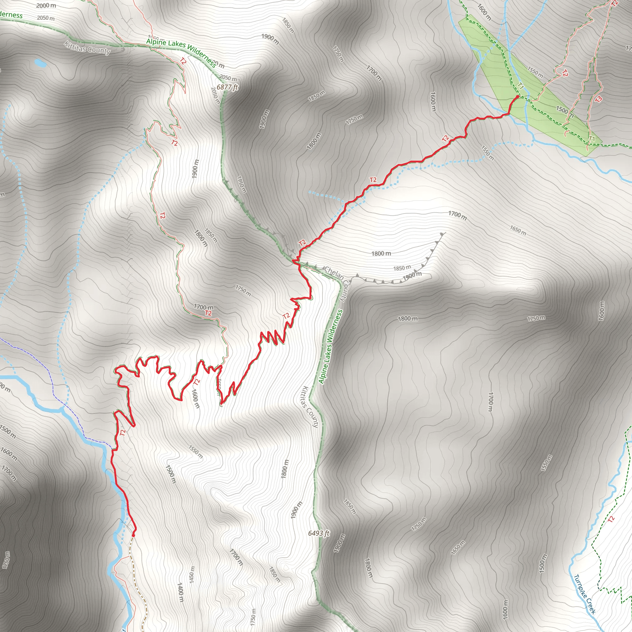 Ingalls Creek via Ingalls Pass Trail mobile static map