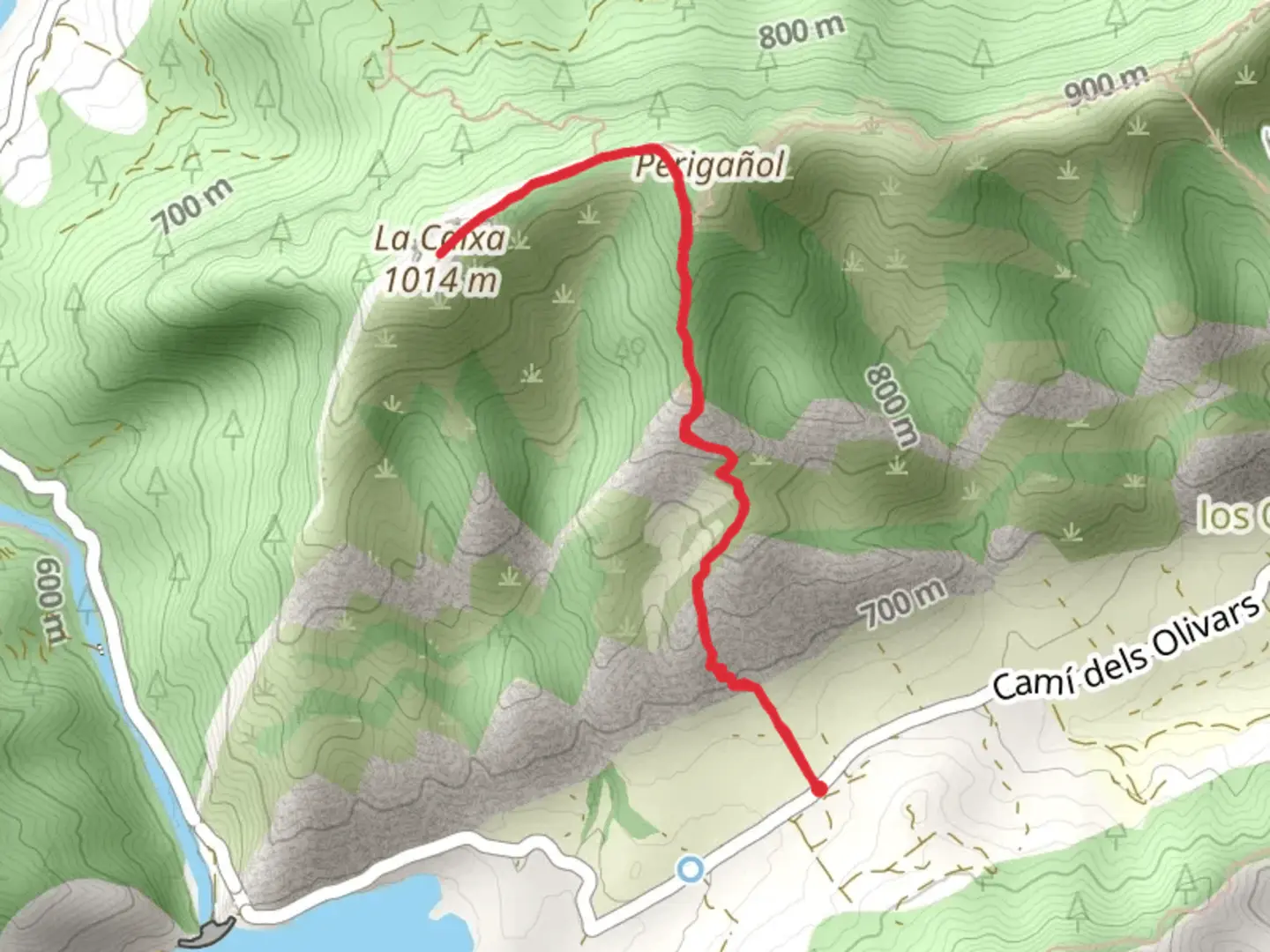 An image depicting the trail Ascension to Perigañol and La Caixa PR TE 152 and its surrounding area.