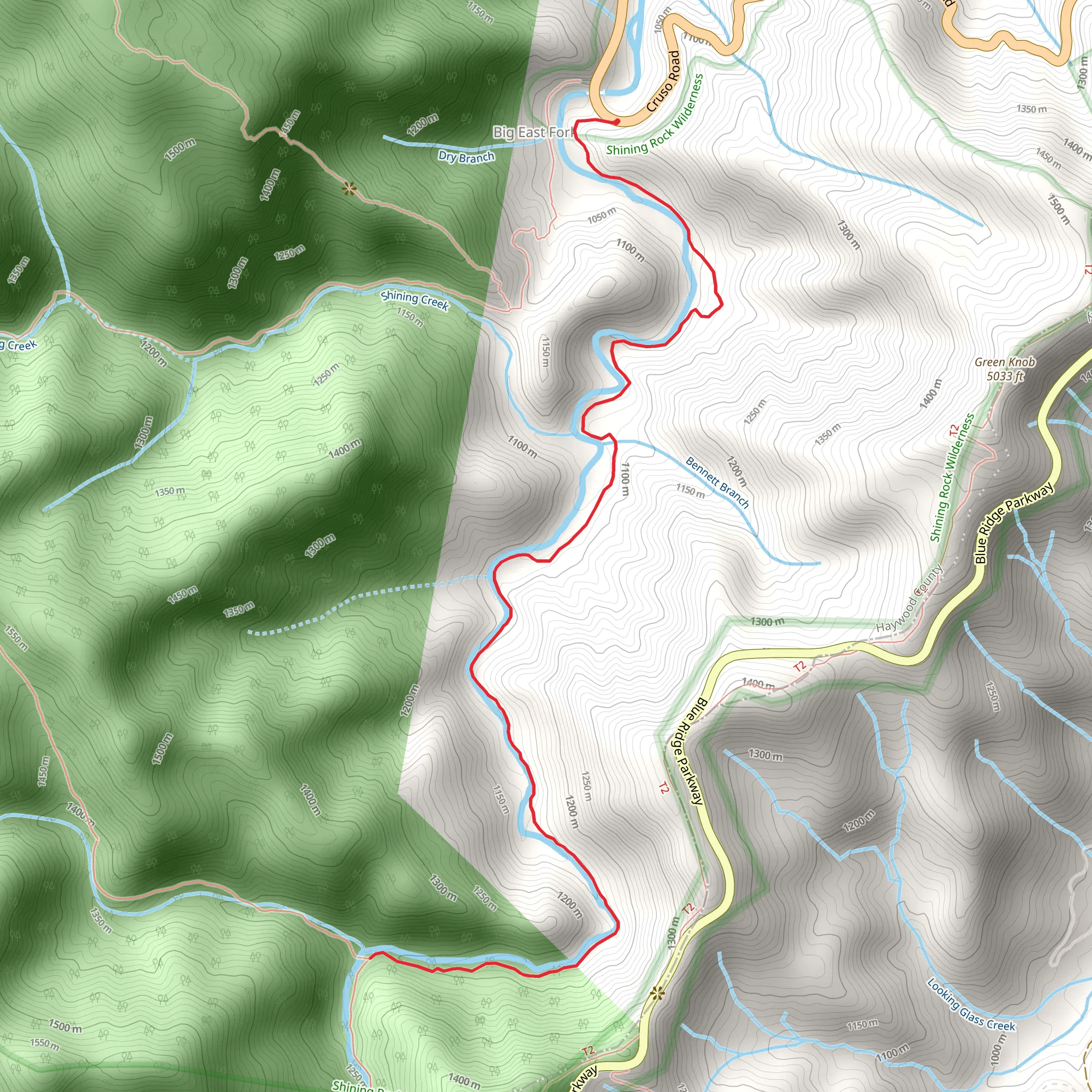 Big East Fork Trail mobile static map