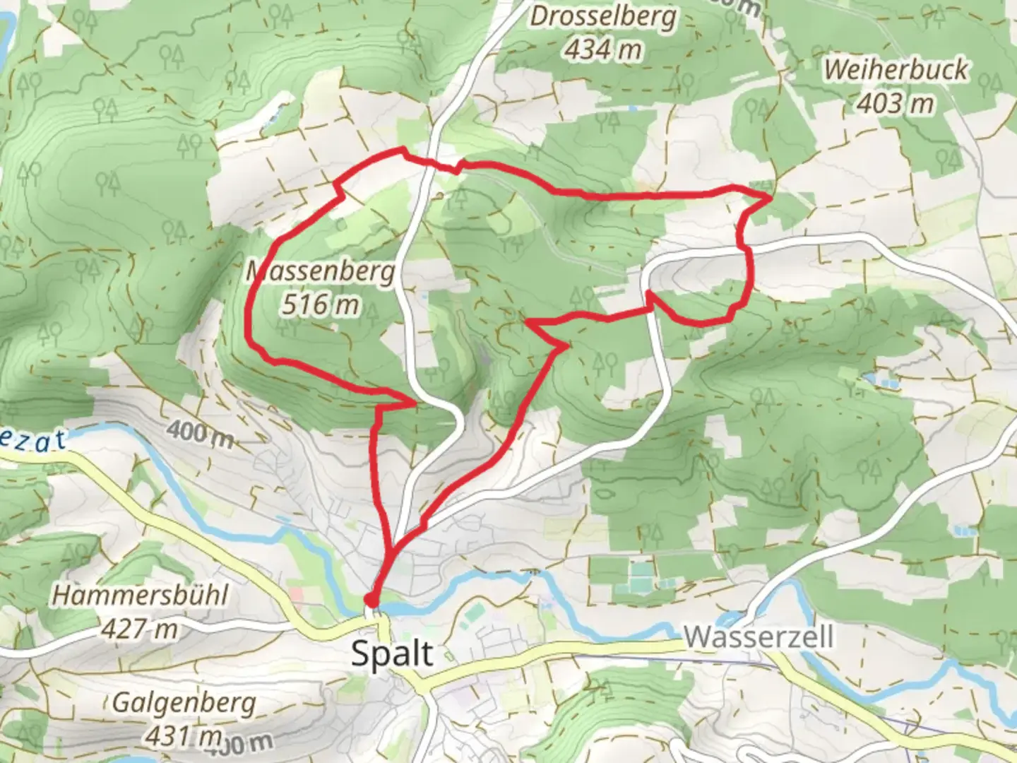 An image depicting the trail Spalt IVV 14 Loop and its surrounding area.