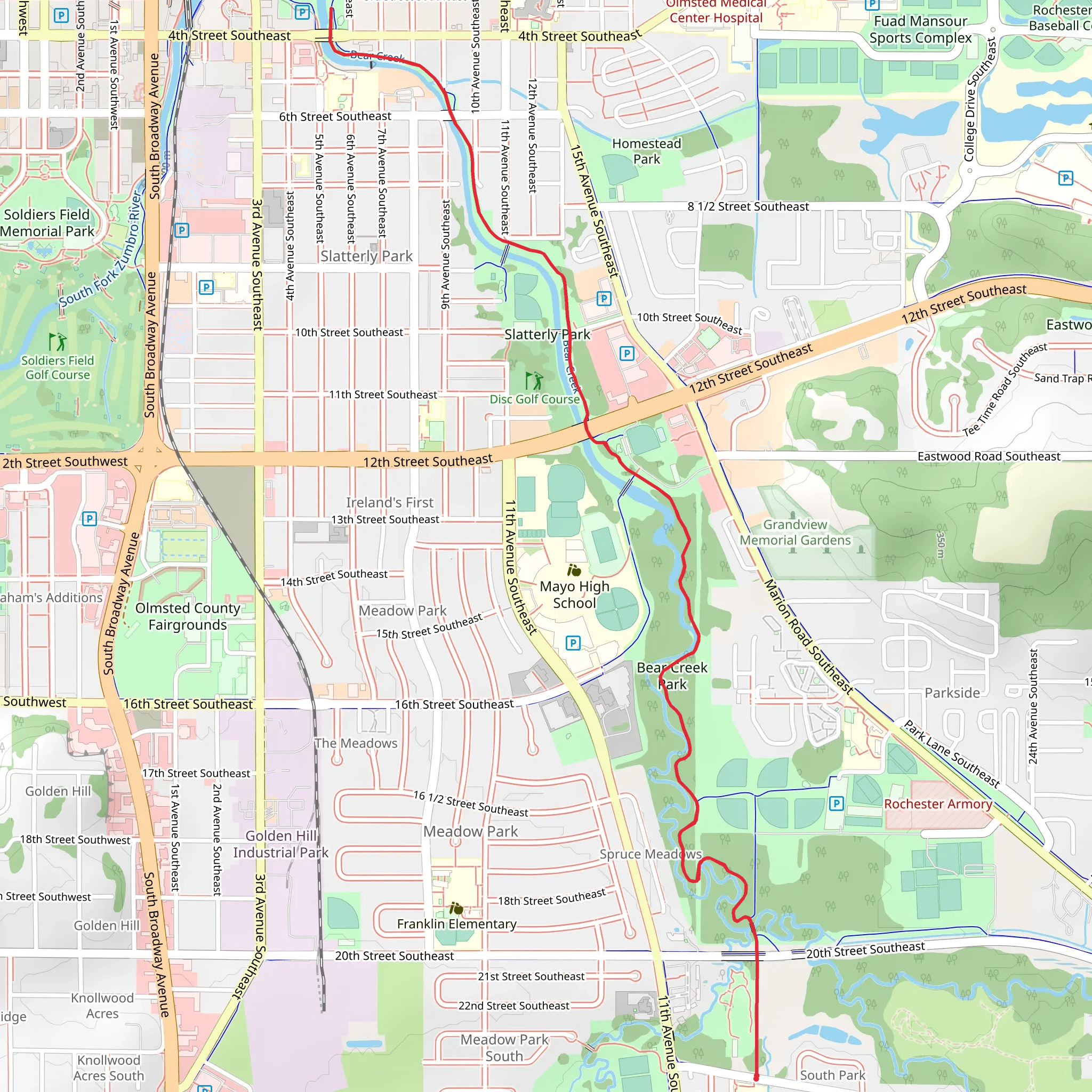 Bear Creek Trail mobile static map
