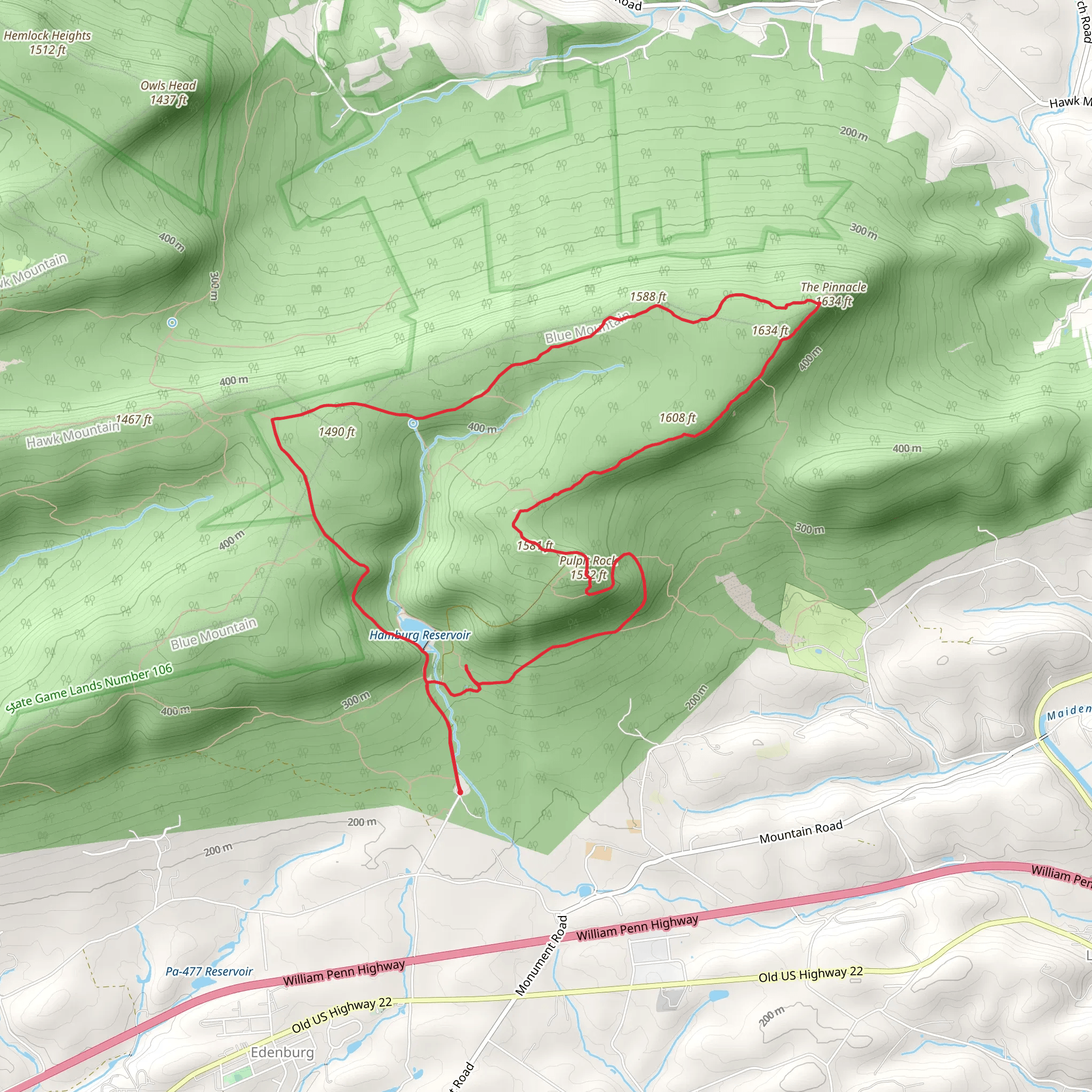 Hamburg Reservoir and Furnace Creek Trail mobile static map
