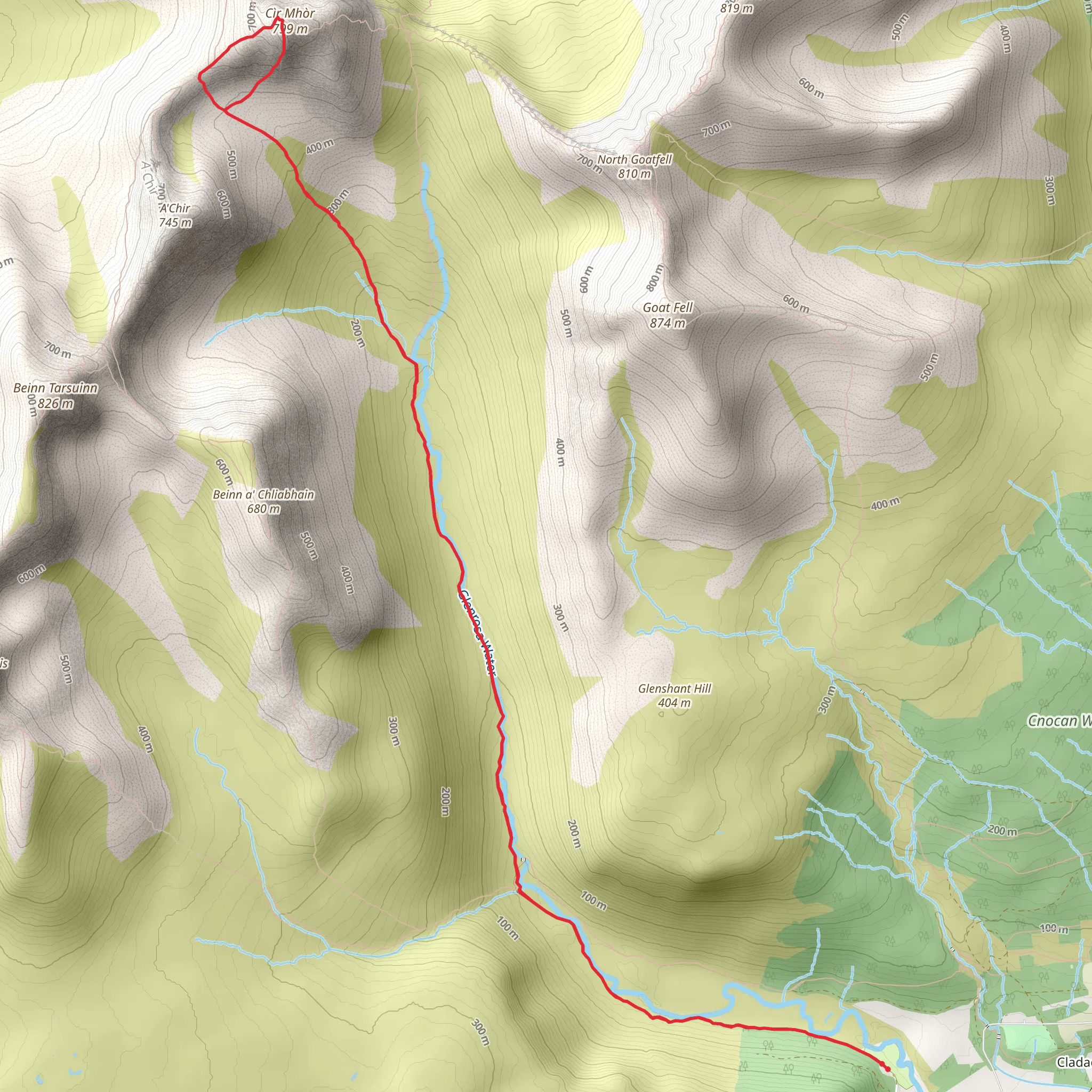 Cìr Mhòr and South Ride Loop from Glenrosa mobile static map