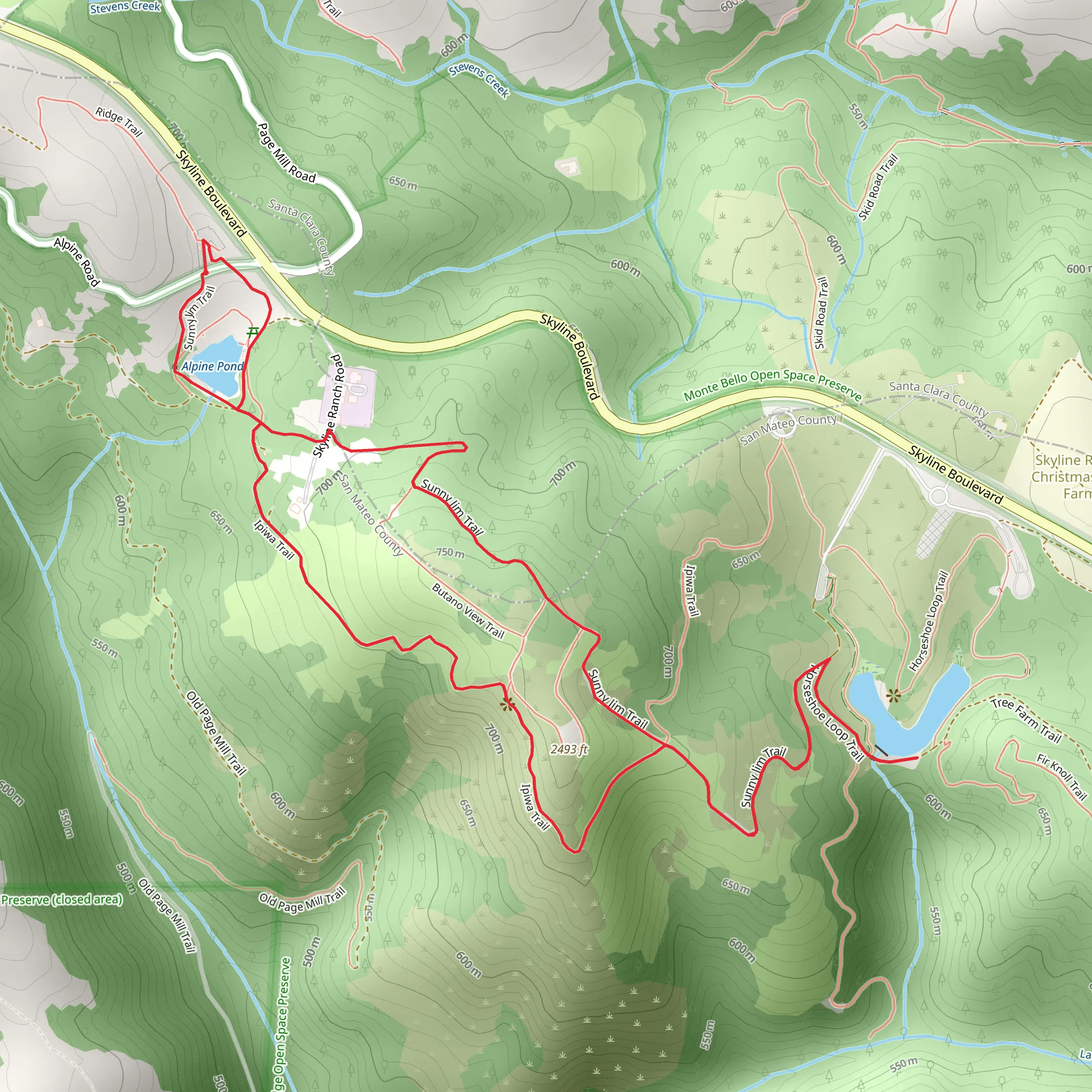 Horseshoe Lake and Sunny Jim Trail mobile static map