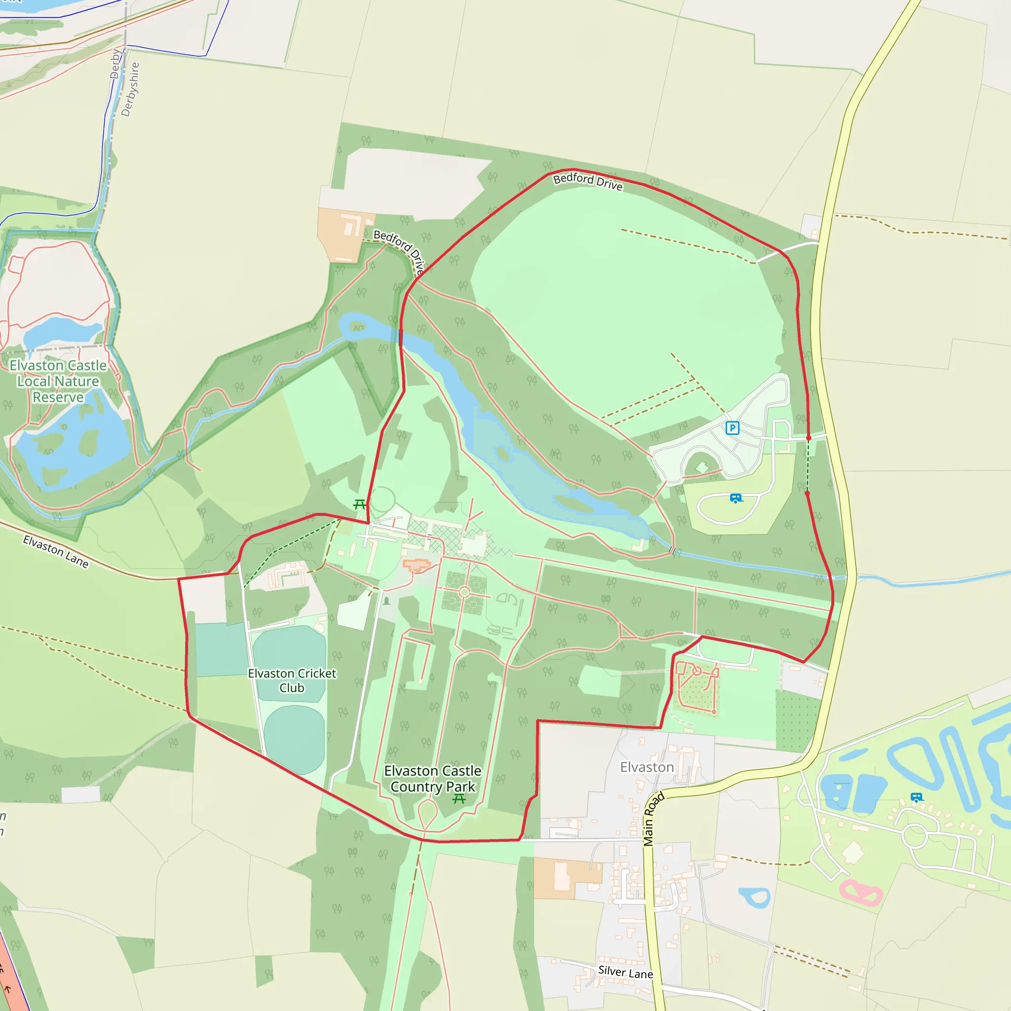 Elvaston Castle Loop mobile static map