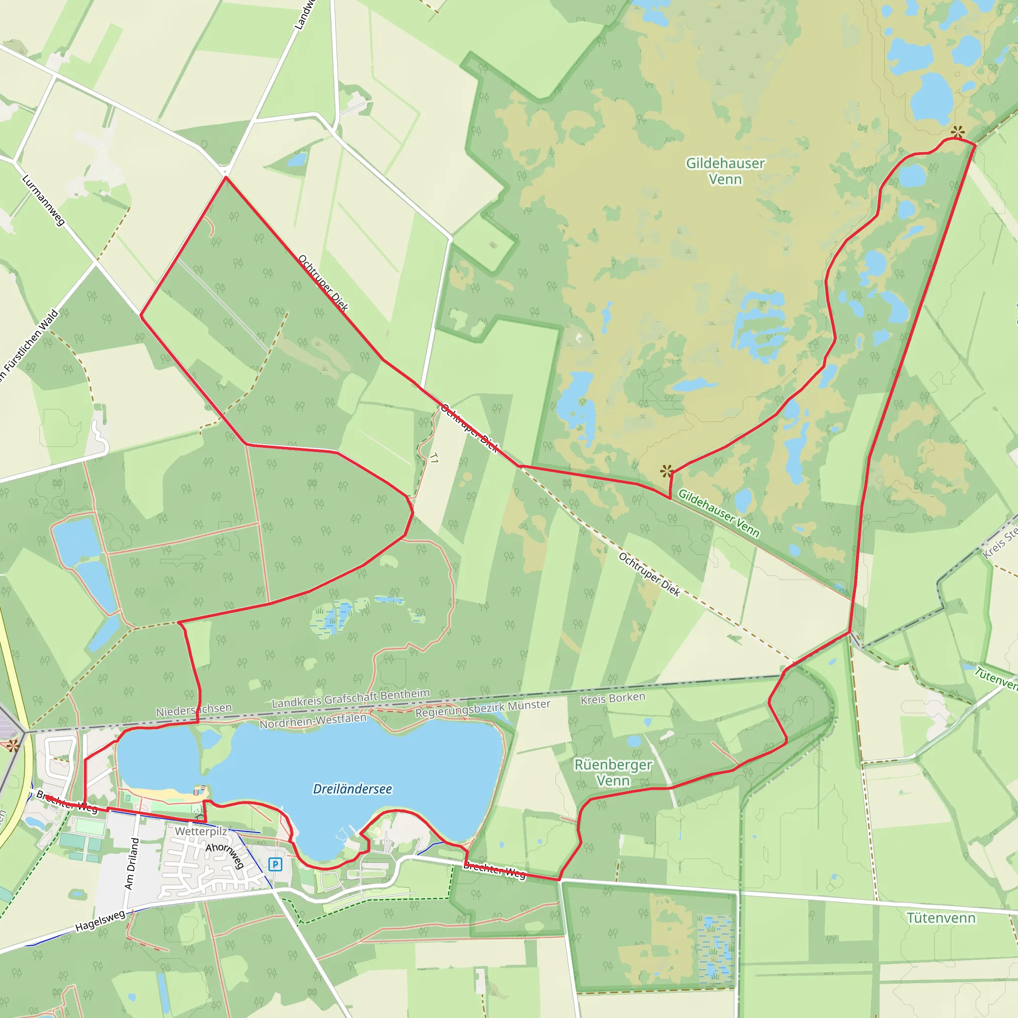 Dreiländersee, Rueenberger Venn and Gildehauser Venn Loop mobile static map