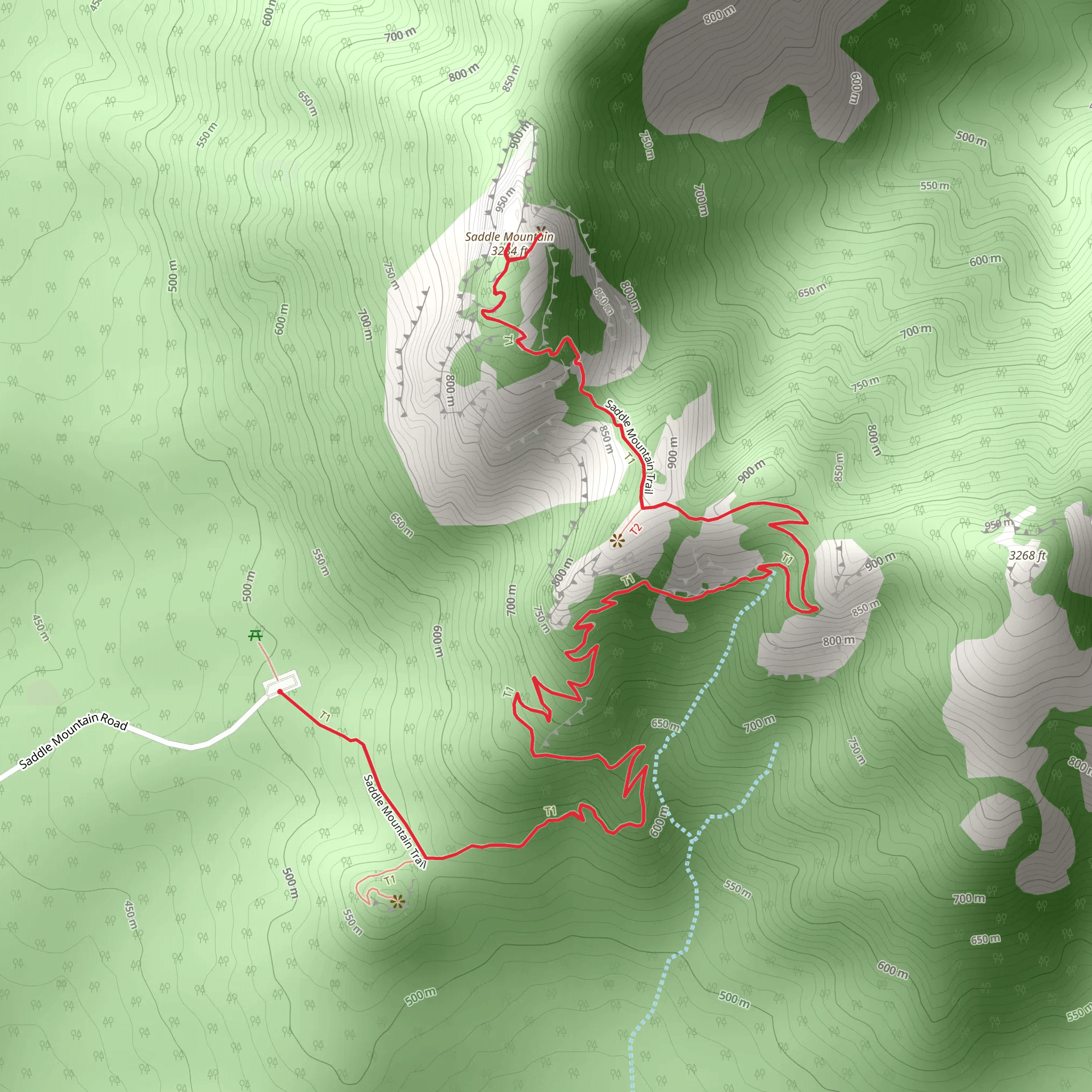 Saddle Mountain via Saddle Mountain Trail mobile static map