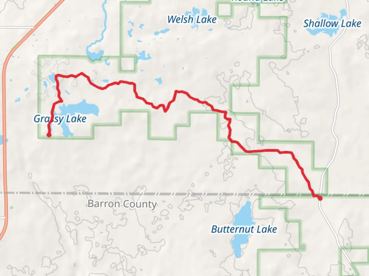 An image depicting the trail Ice Age Trail to Grassy Lake and its surrounding area.