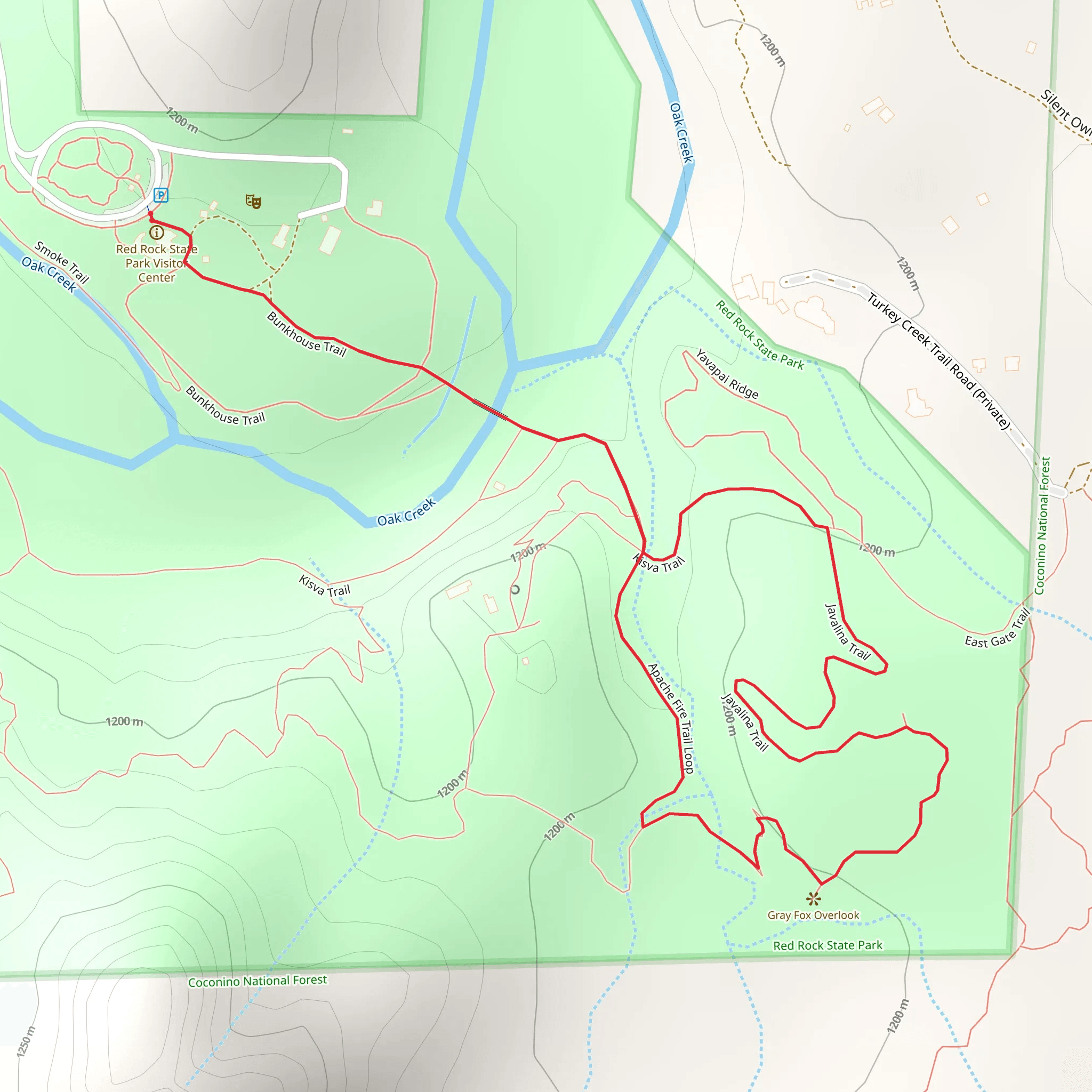 Bunkhouse Trail and Kisva Trail Loop mobile static map