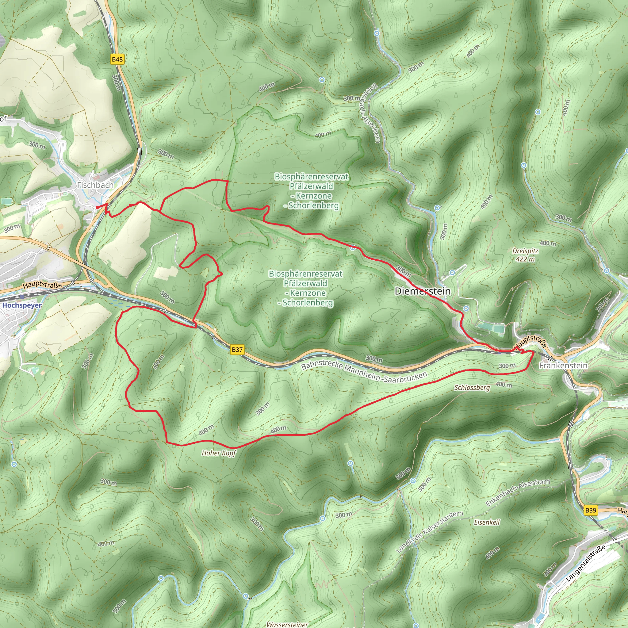 Fischbach and Frankenstein Loop mobile static map