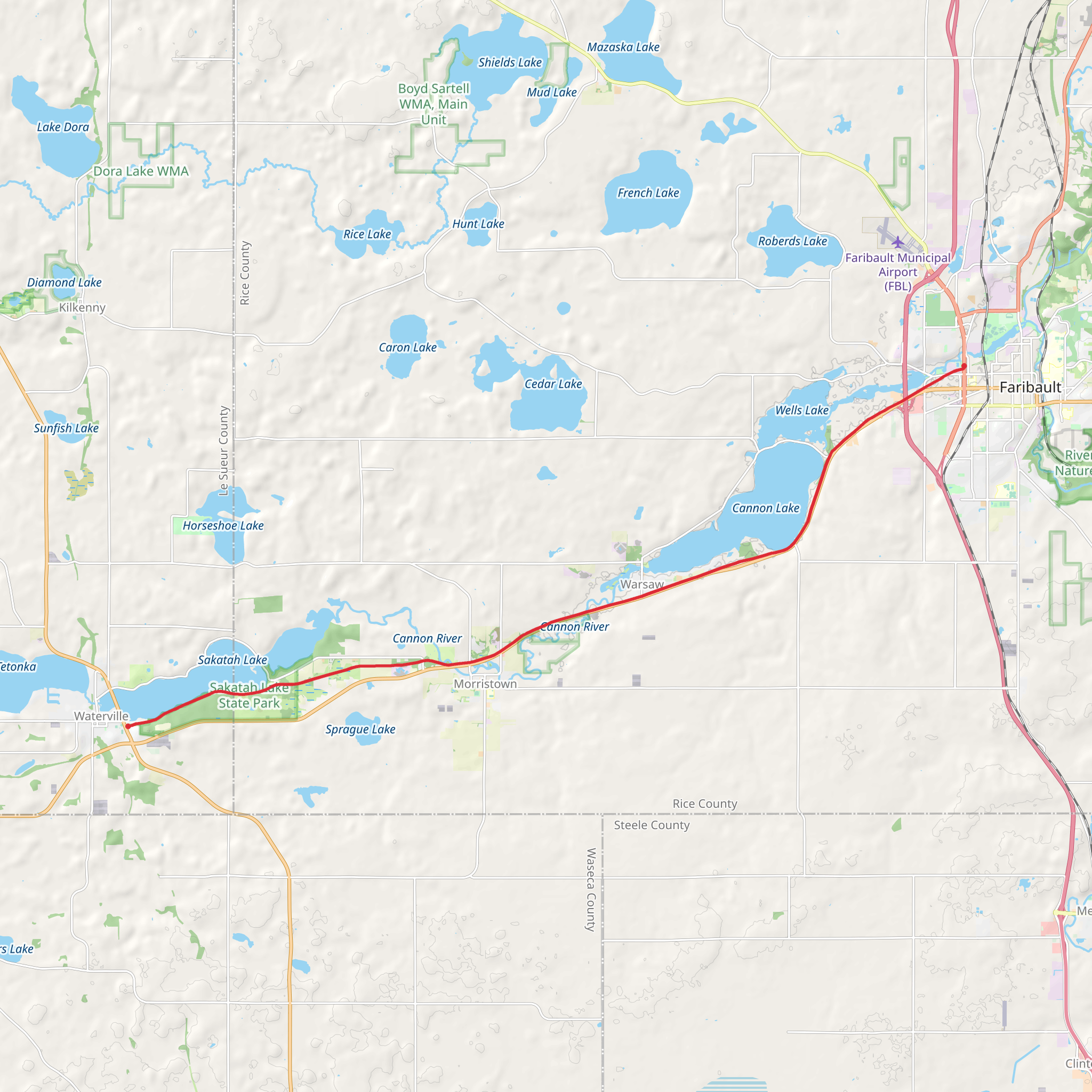 Sakatah Singing Hills State Trail mobile static map
