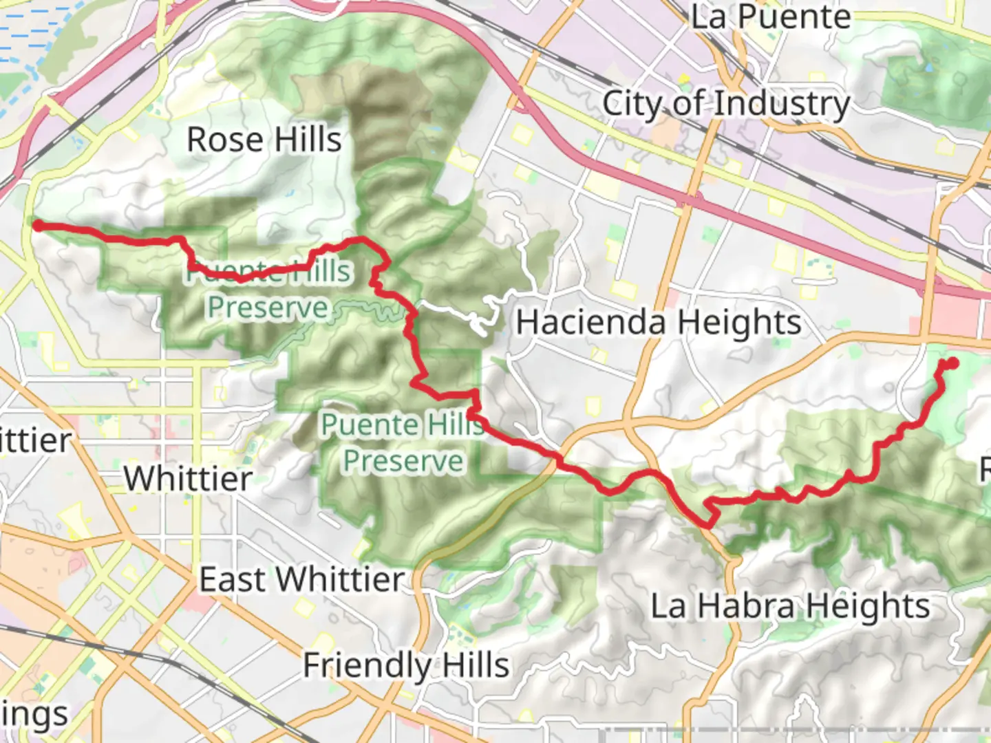 An image depicting the trail Schabarum Skyline Trail and Sycamore Canyon Trail and its surrounding area.