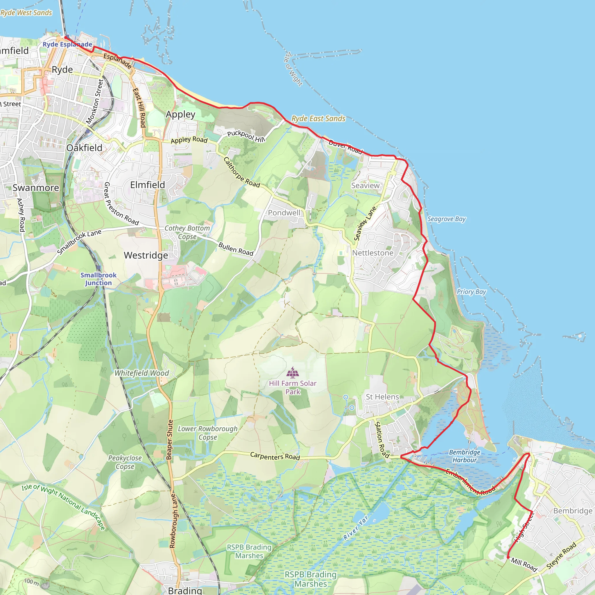 Ryde to Bembridge Coastal Walk mobile static map