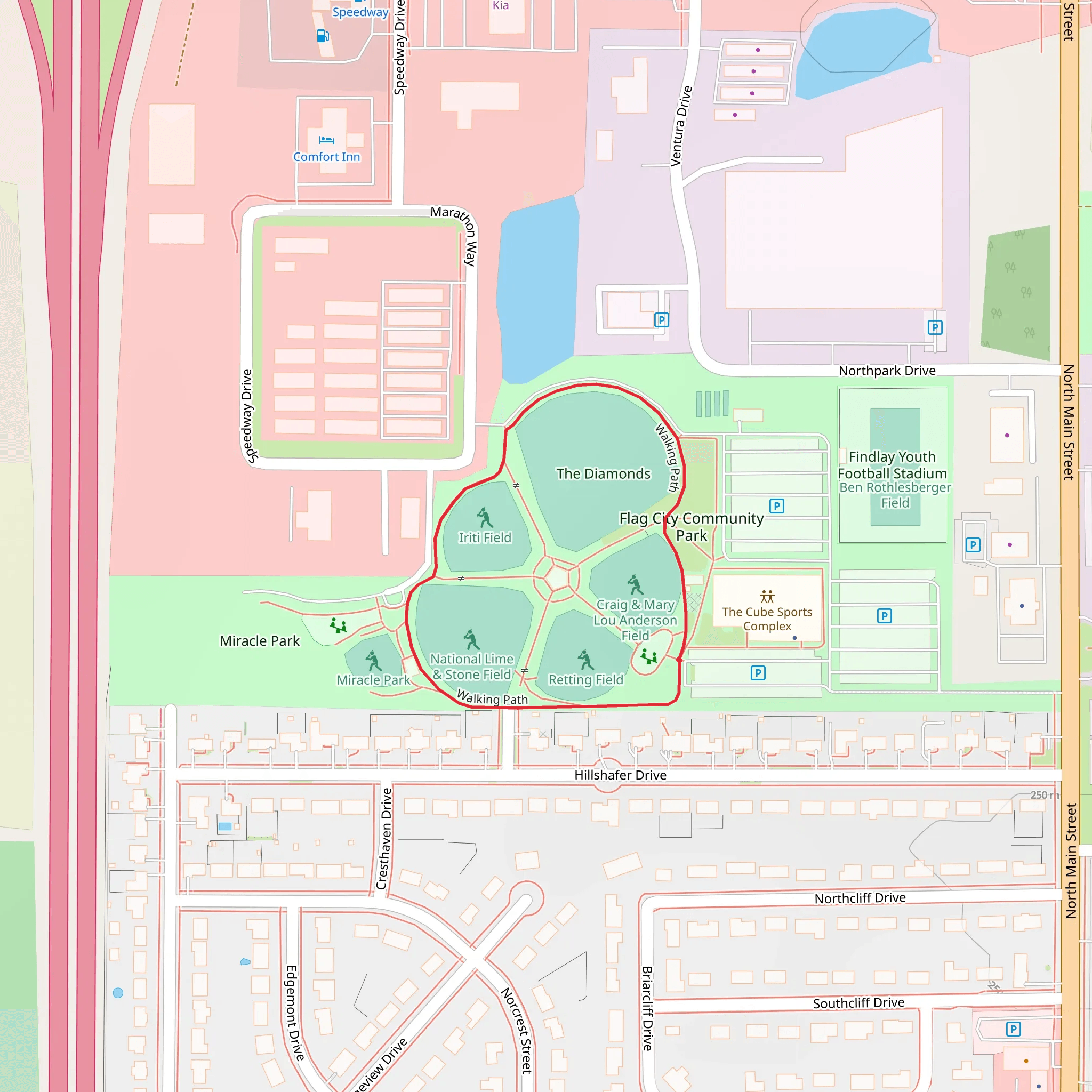 Flag City Community Park Walking Path mobile static map