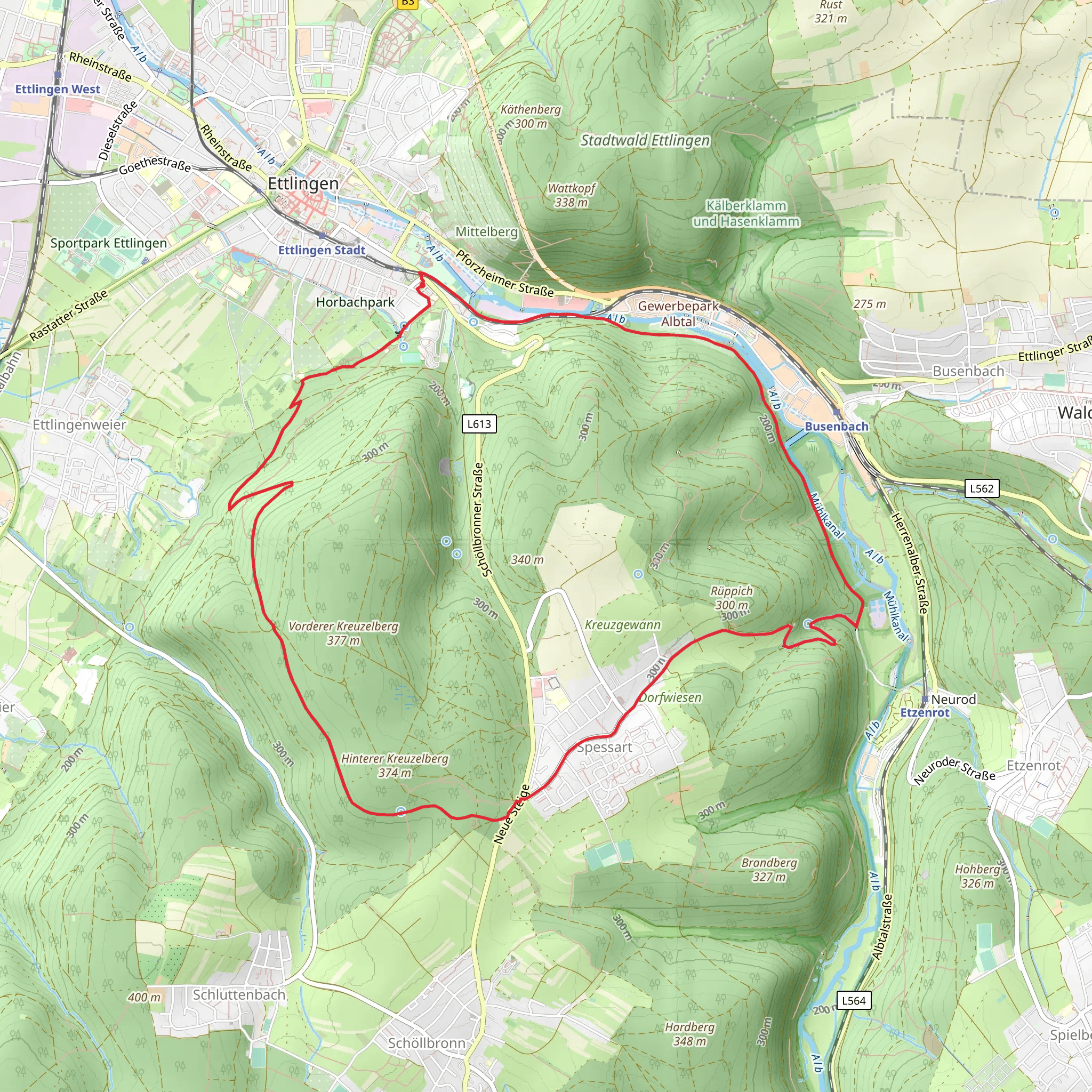 Hannesenberg and Albkanal - Spinnerei mobile static map