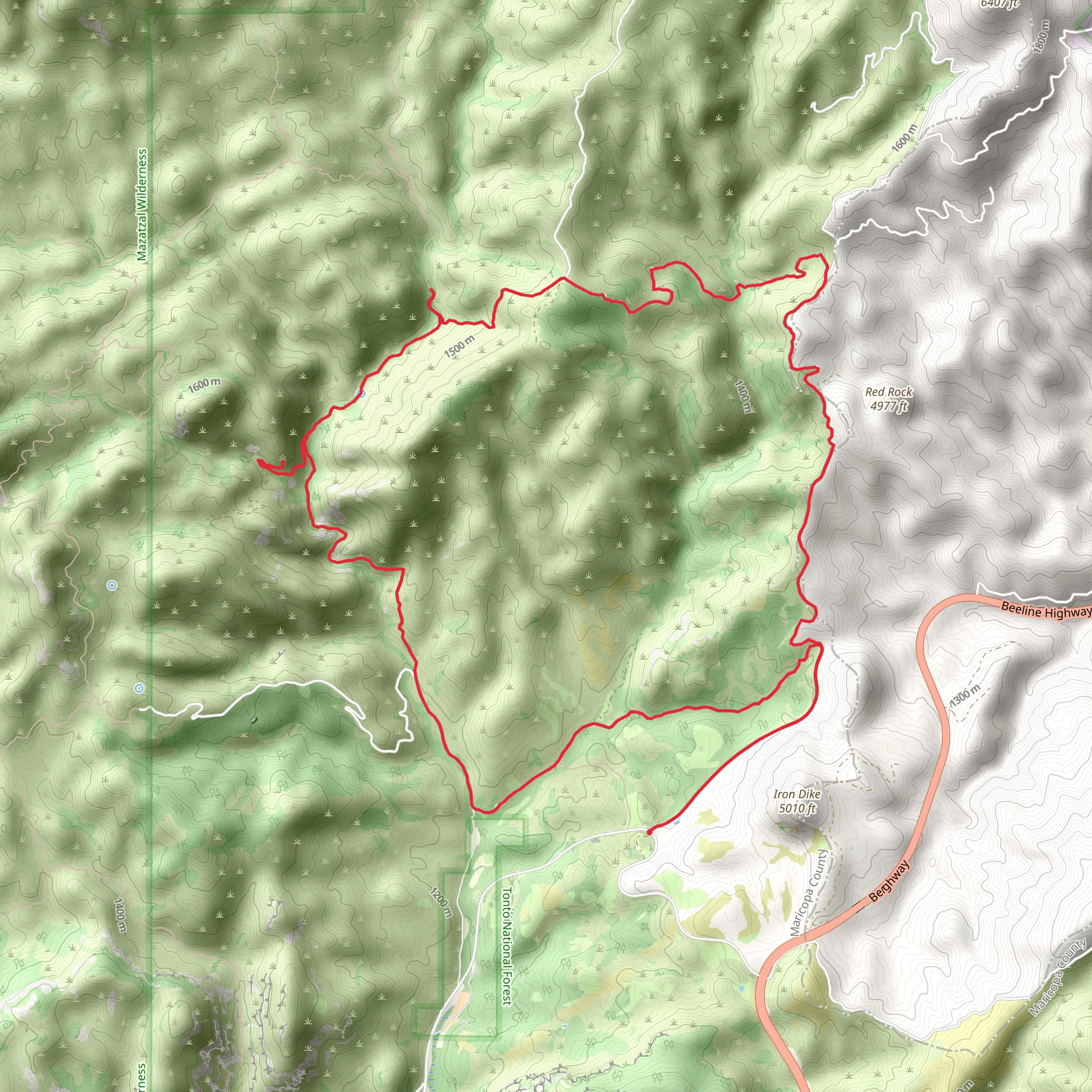 Sunflower Mine and McFarland Canyon Loop mobile static map