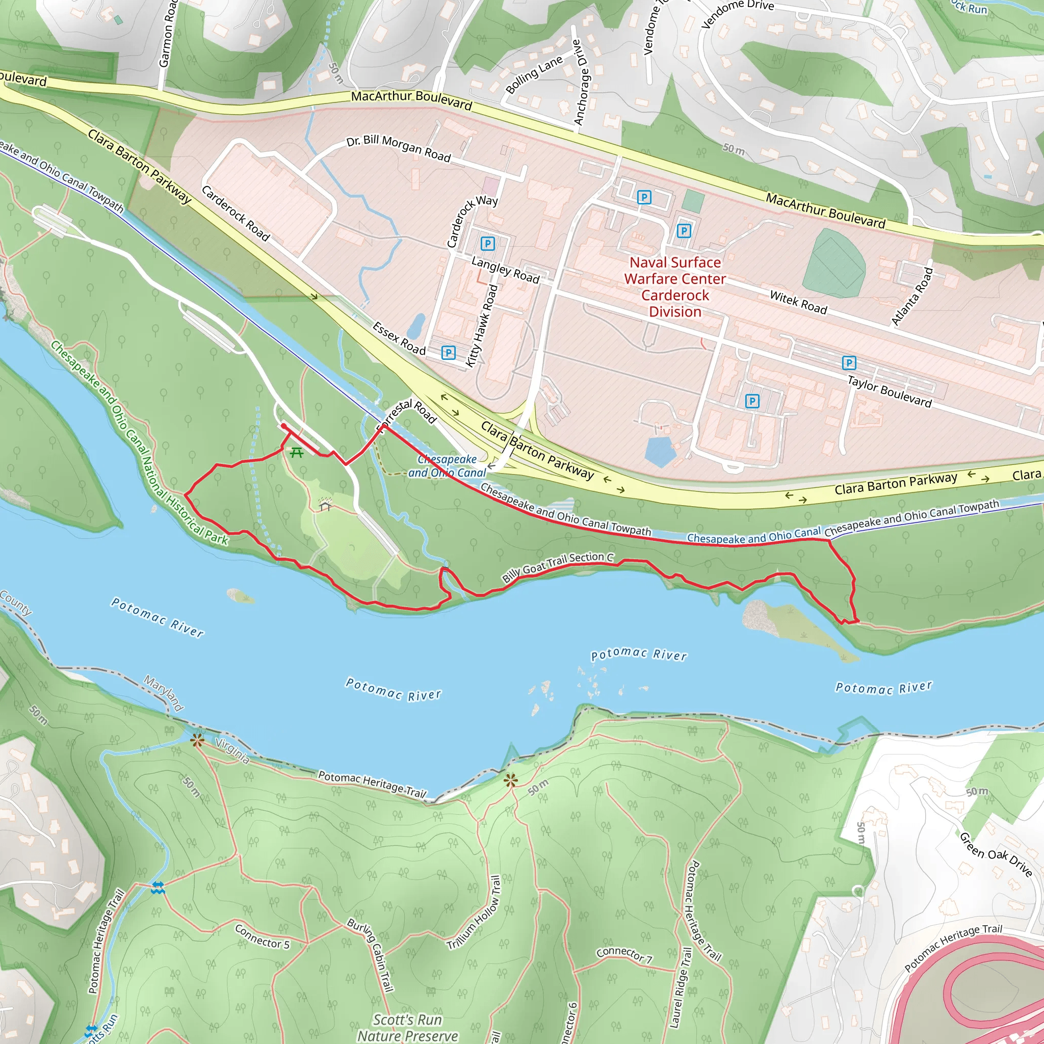 Potomac River - Chesapeake and Ohio Canal Loop mobile static map