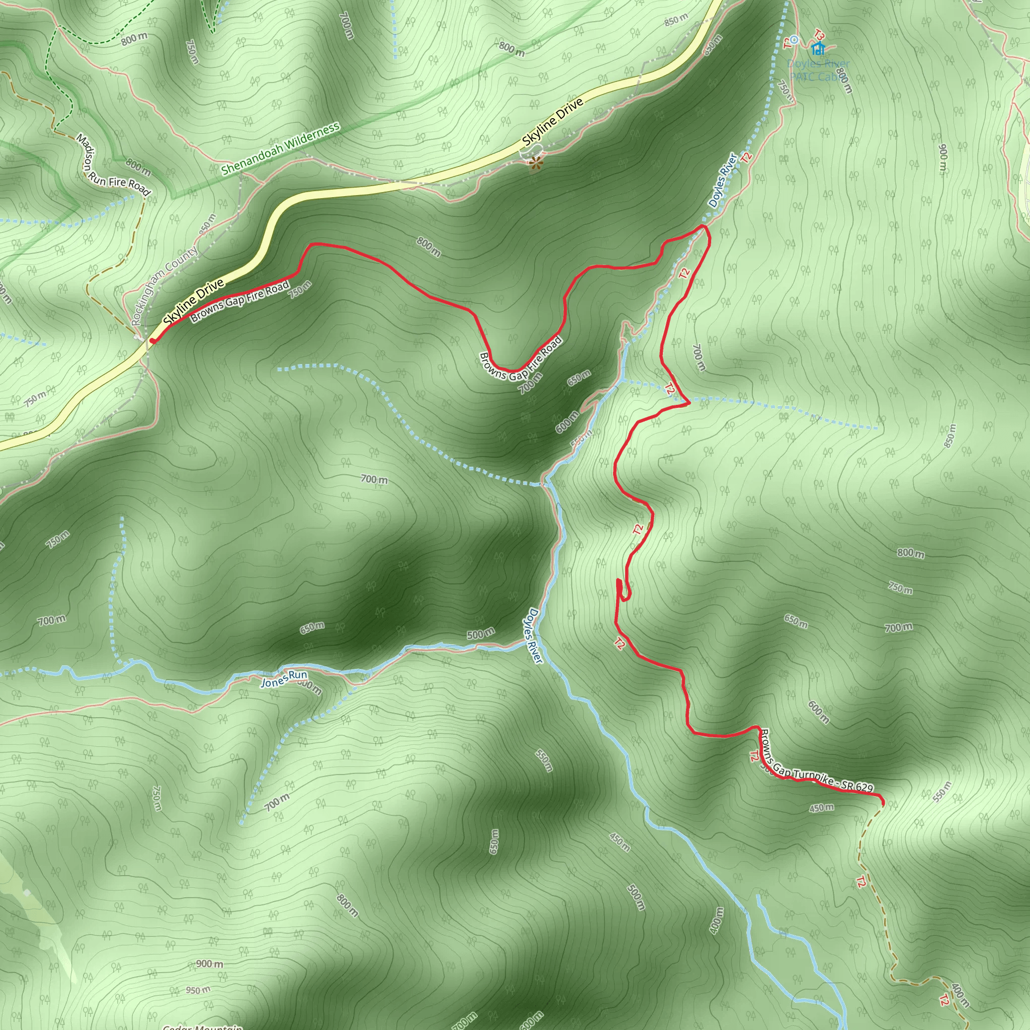 Browns Gap Road Trail mobile static map