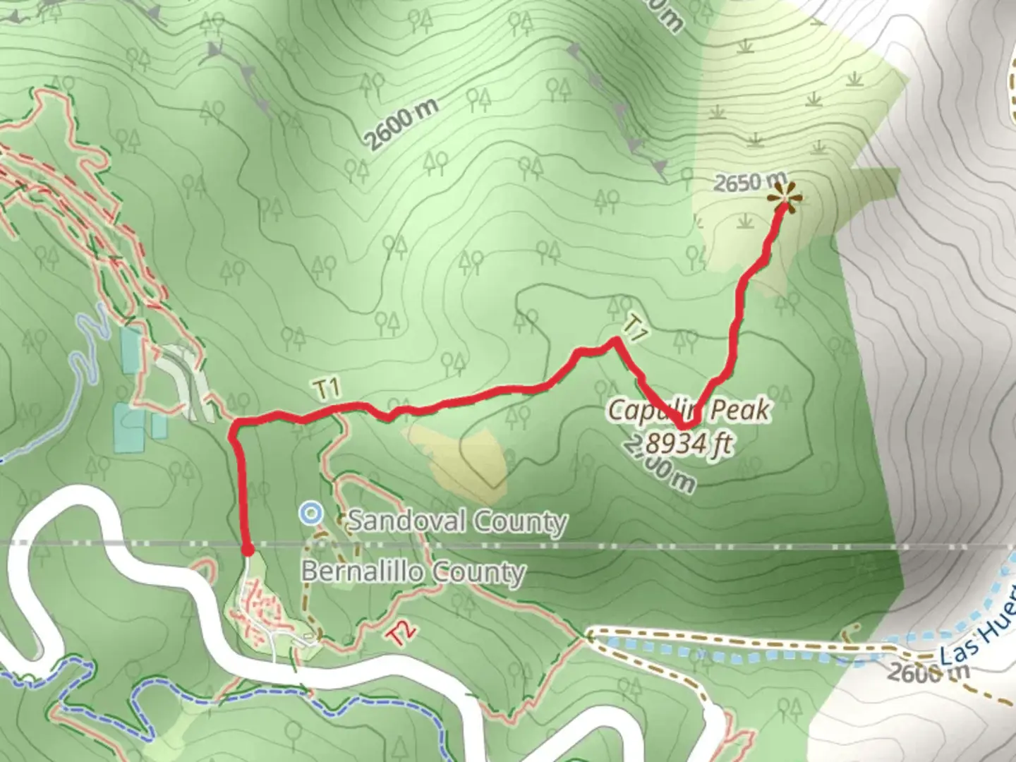An image depicting the trail Capulin Peak Trail and its surrounding area.