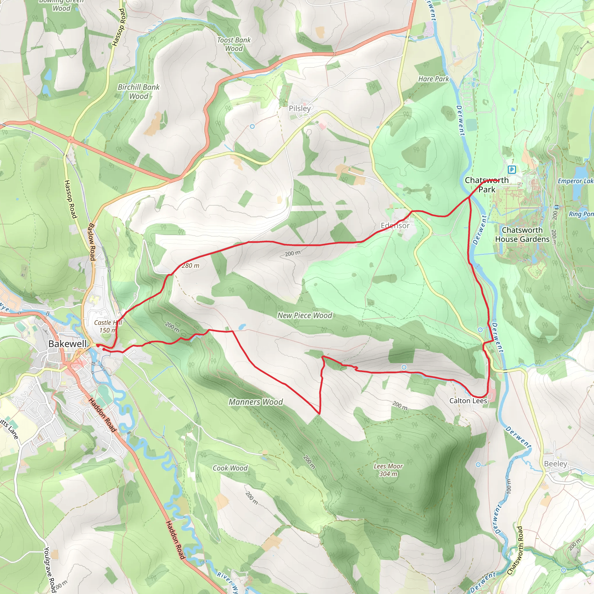 Bakewell - Edensor - Chatsworth Long Route mobile static map