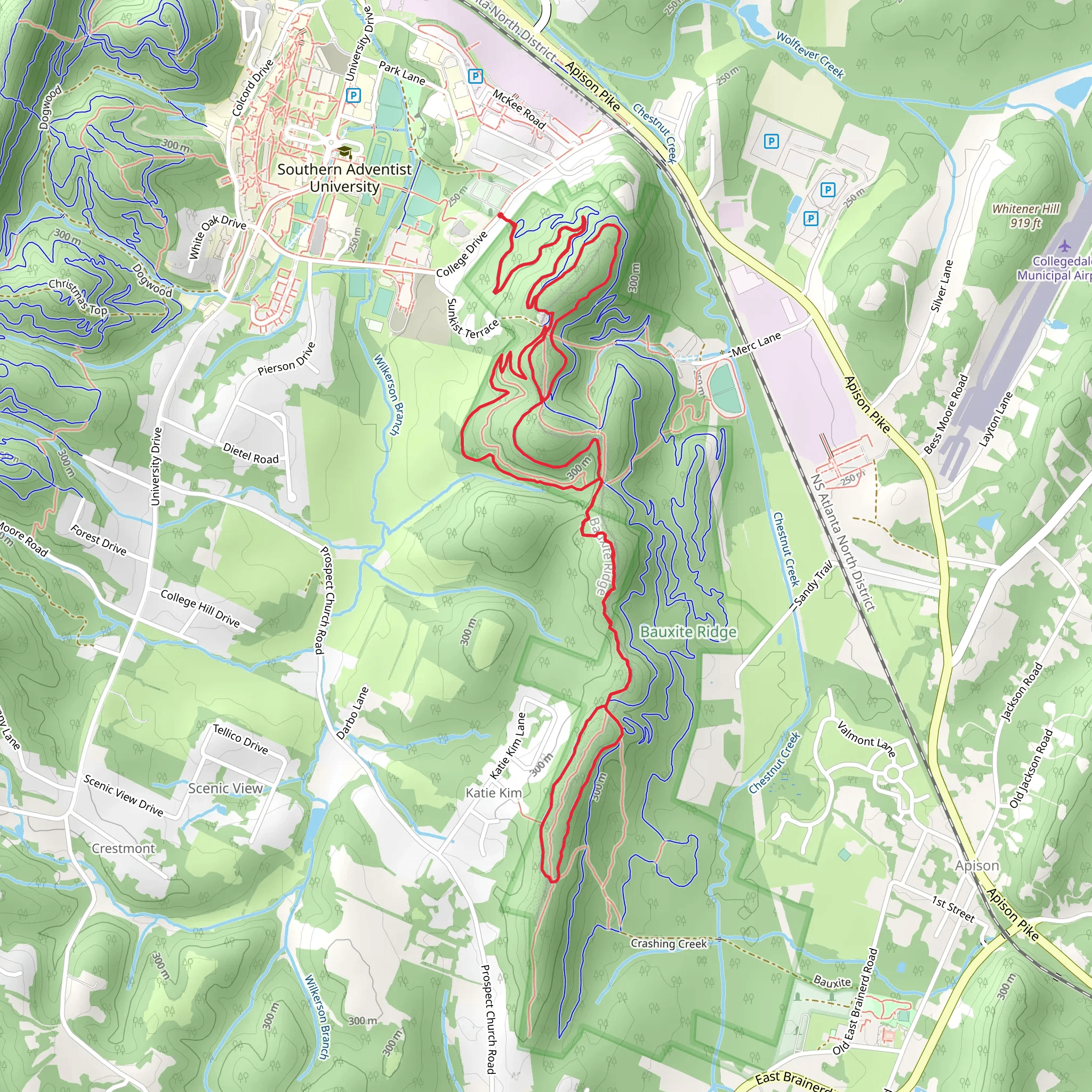 Oak Hole Lane, Sabbat Trail, Rolling Ridge, Lookout Hill and Pogo's Place mobile static map
