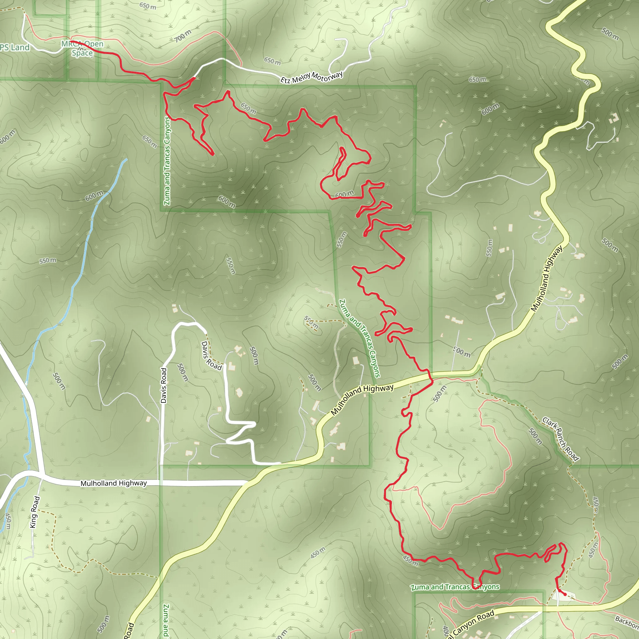Backbone Trail - Encinal Canyon Road mobile static map