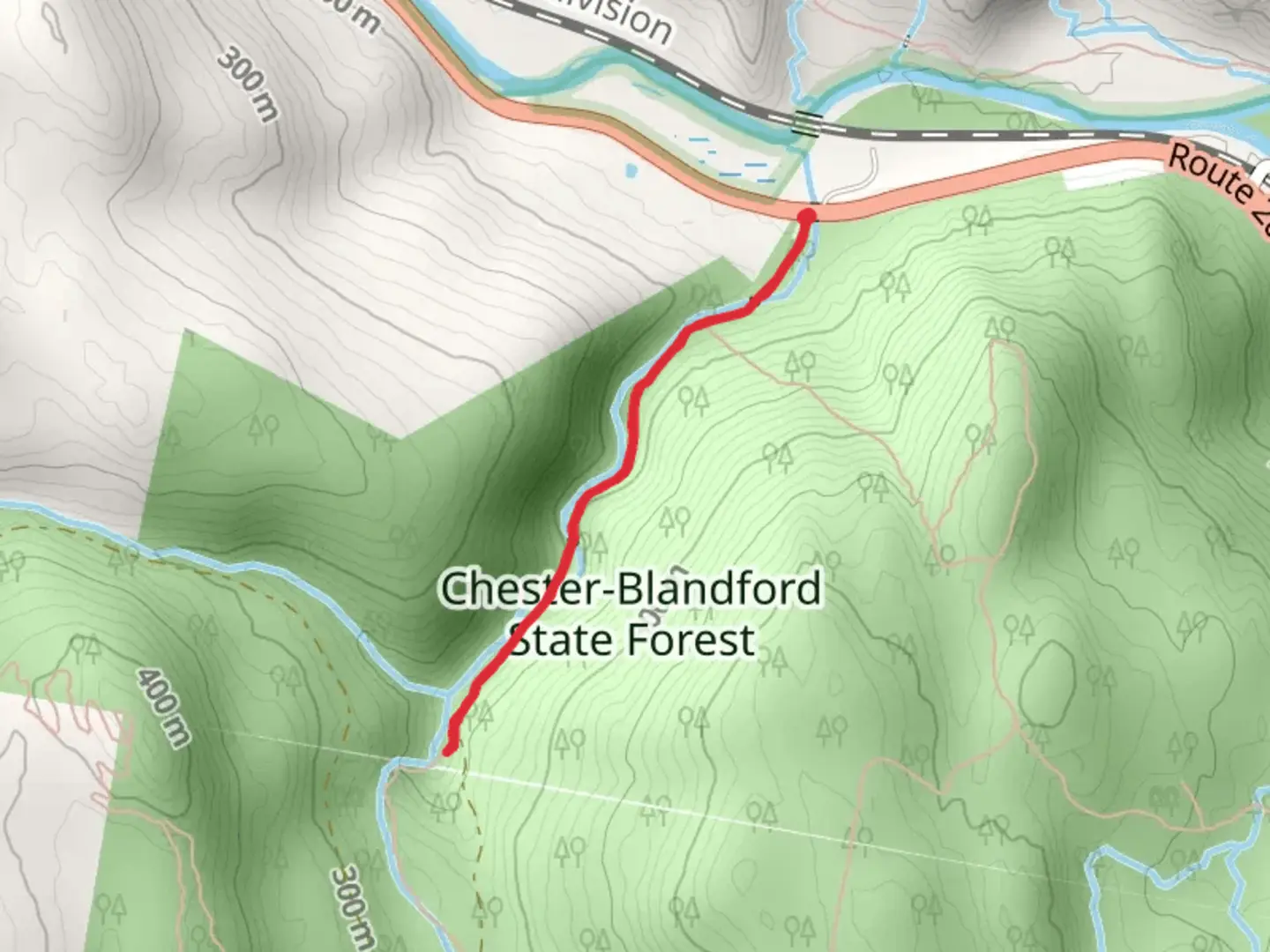 An image depicting the trail Sanderson Brook and its surrounding area.