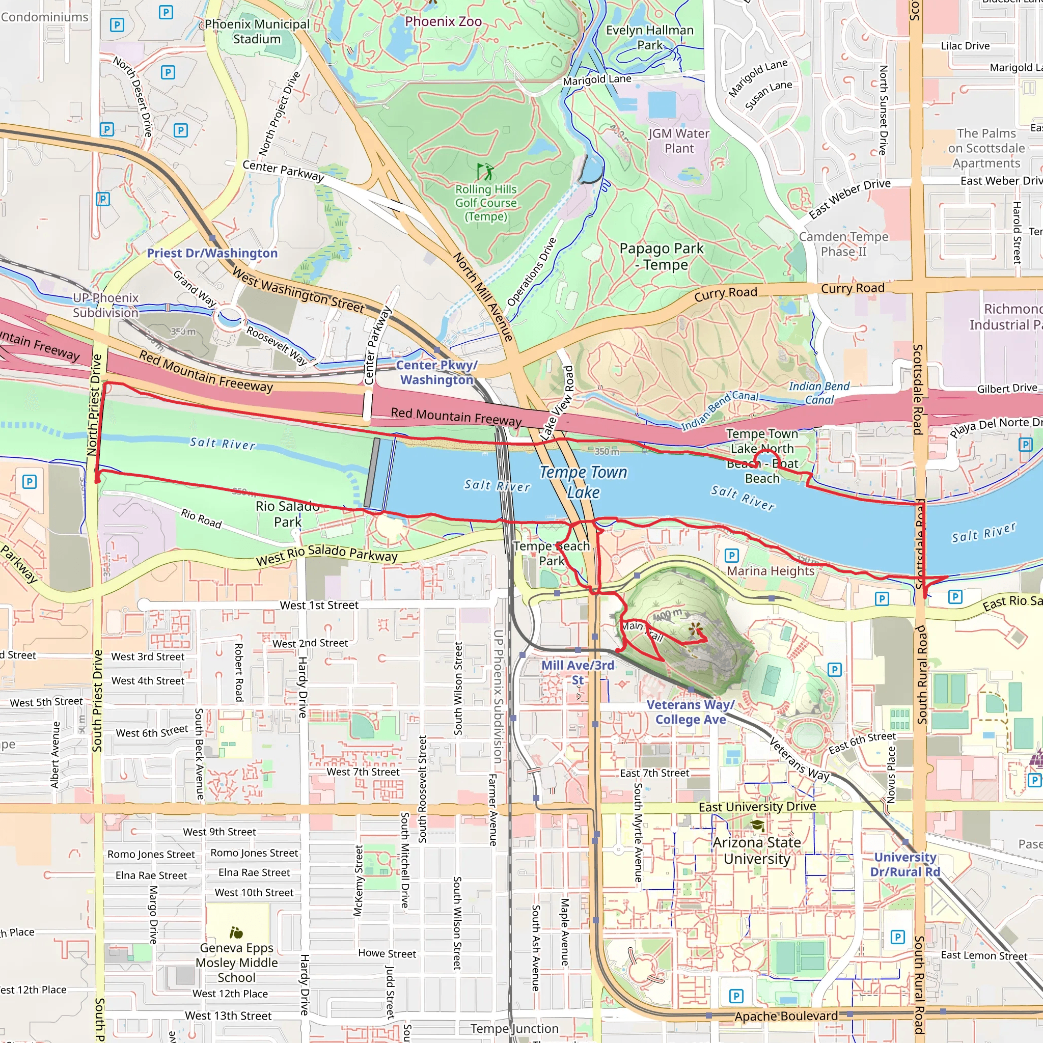 Tempe Town Lake Loop mobile static map