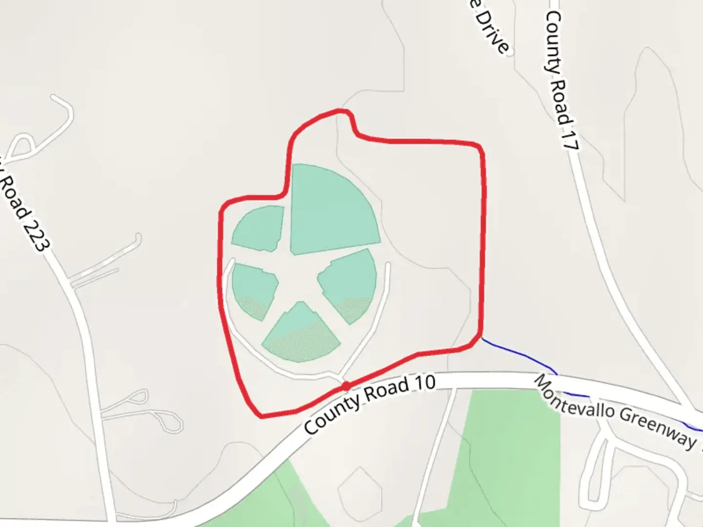 An image depicting the trail Montevallo Greenway Loop Trail and its surrounding area.