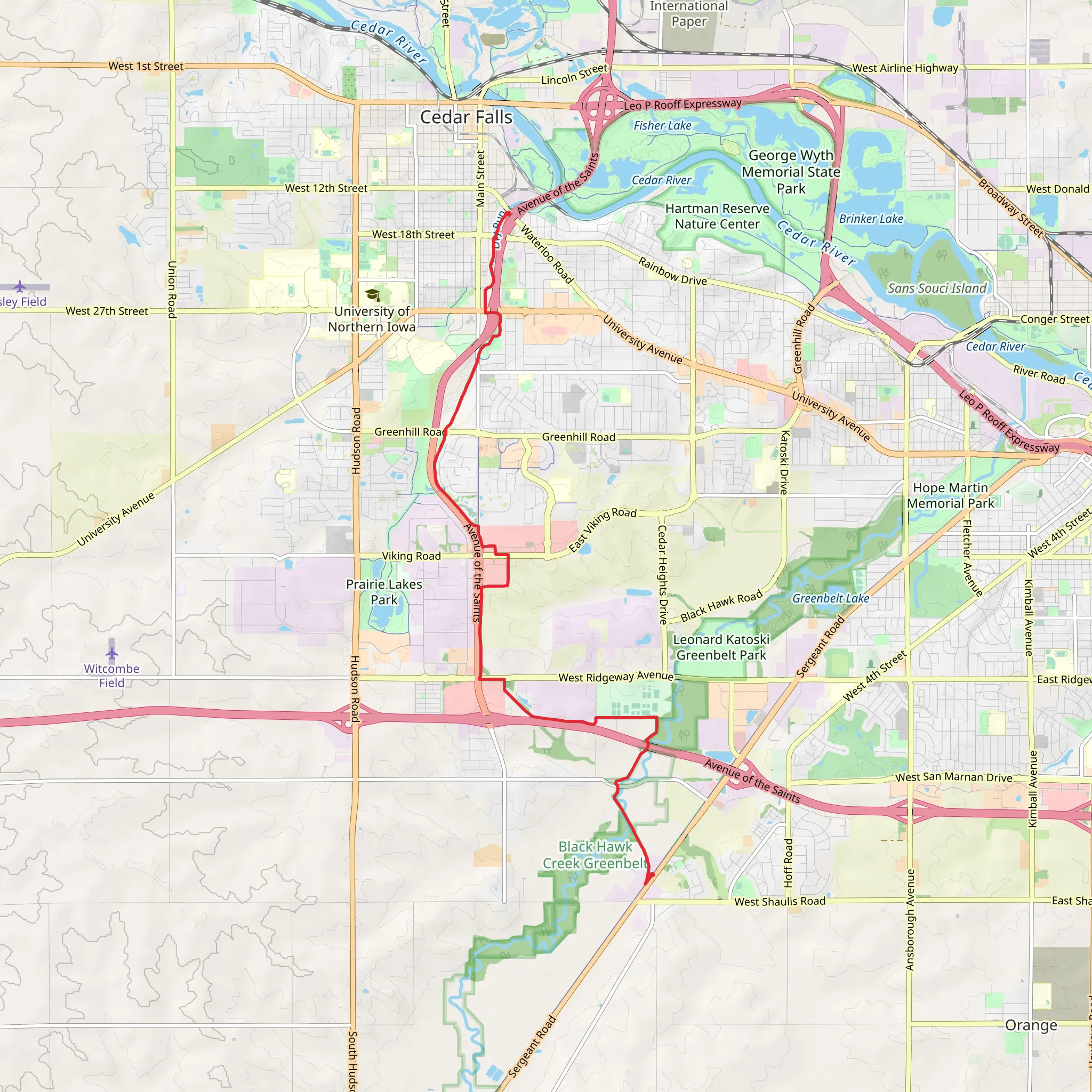 Cedar Prairie Trail mobile static map