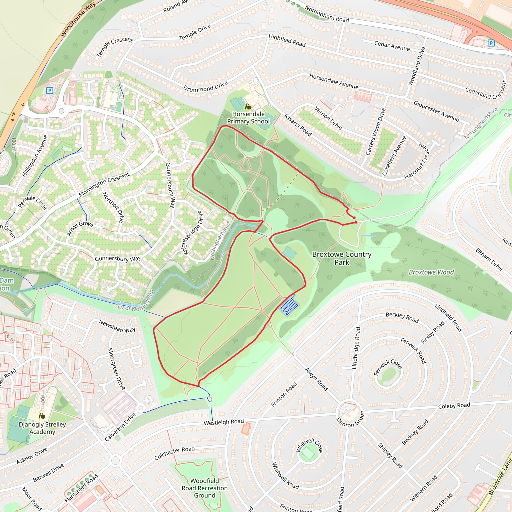 Broxtowe Country Park Loop mobile static map