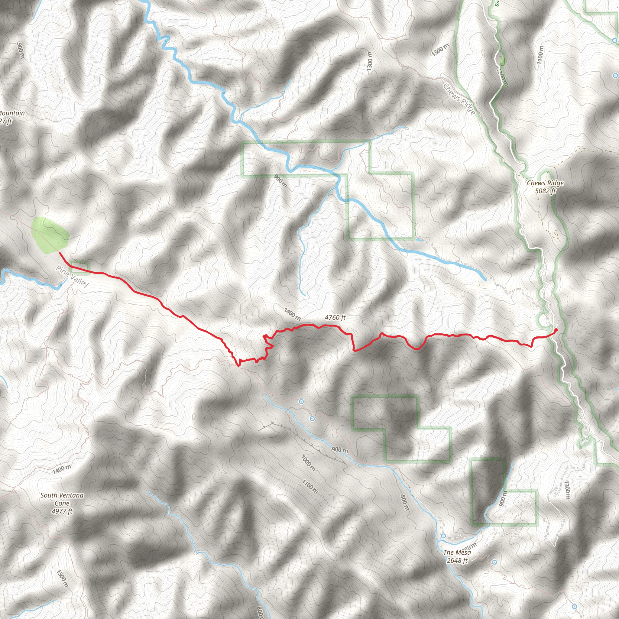 Pine Valley via Pine Ridge Trail mobile static map